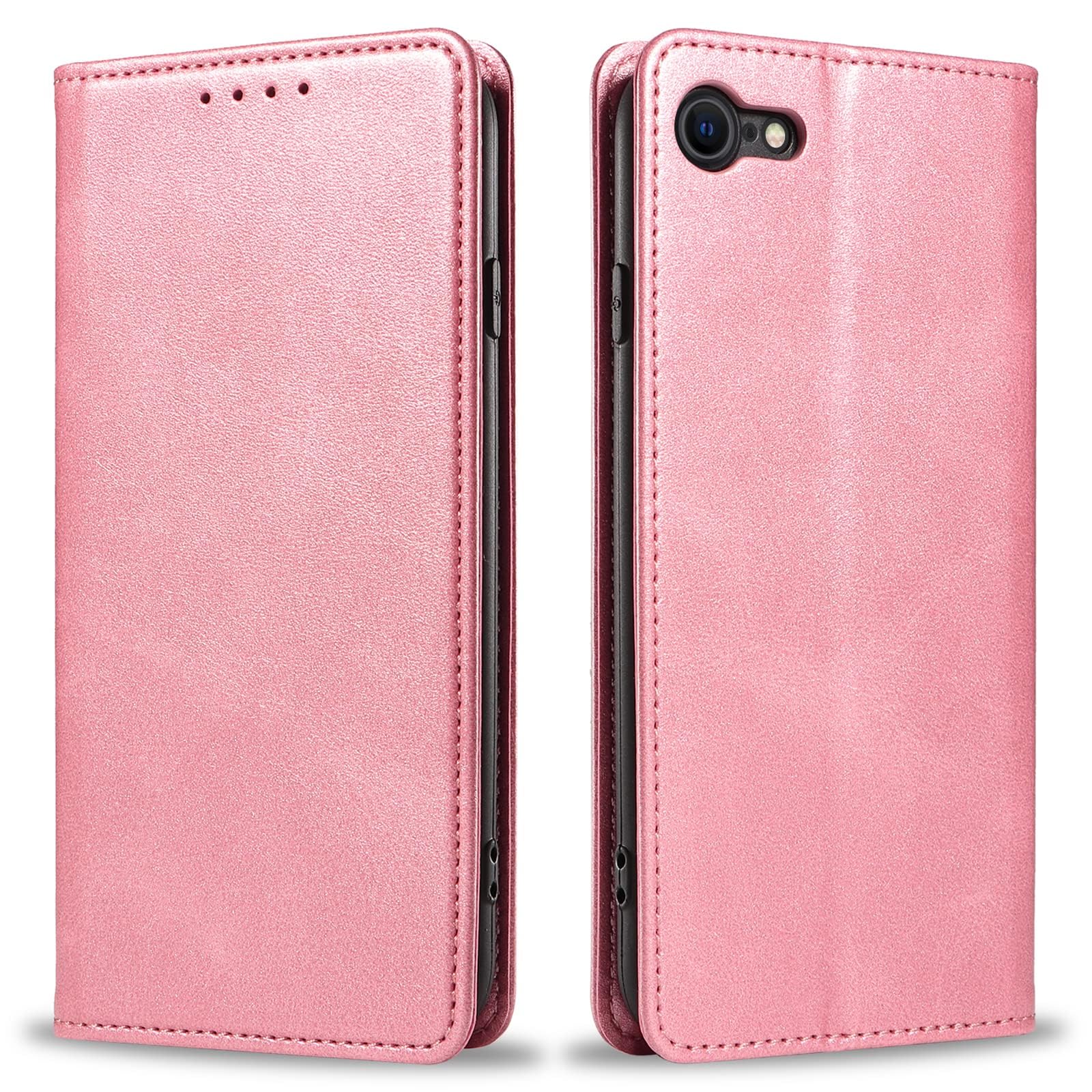 【送料無料】iPhone SE2 ケース 第2世代 第3世代 iphone8/7 ケース 手帳型 スマホケース 携帯カバー PUレザー カード収納ケース マグネット式 スタンド機能アイフォンse 4.7インチ対応 360度保護 PinLiSheng (バラゴールド, iPhone SE2 iPhone SE3 iPhone8 iPhone7)