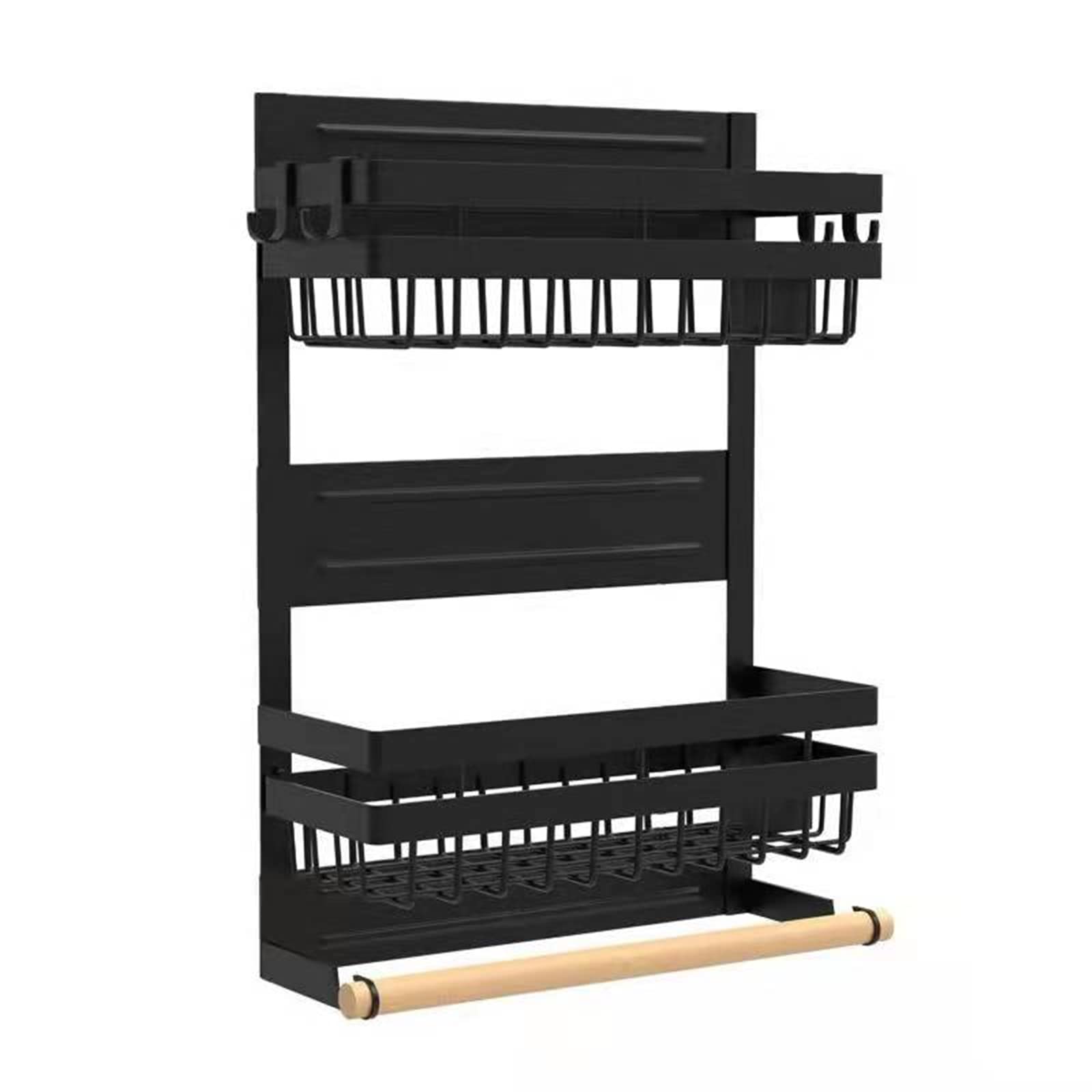 【送料無料】マグネット 冷蔵庫サイドラック キッチンペーパーホルダー ラップホルダー スパイスラック..