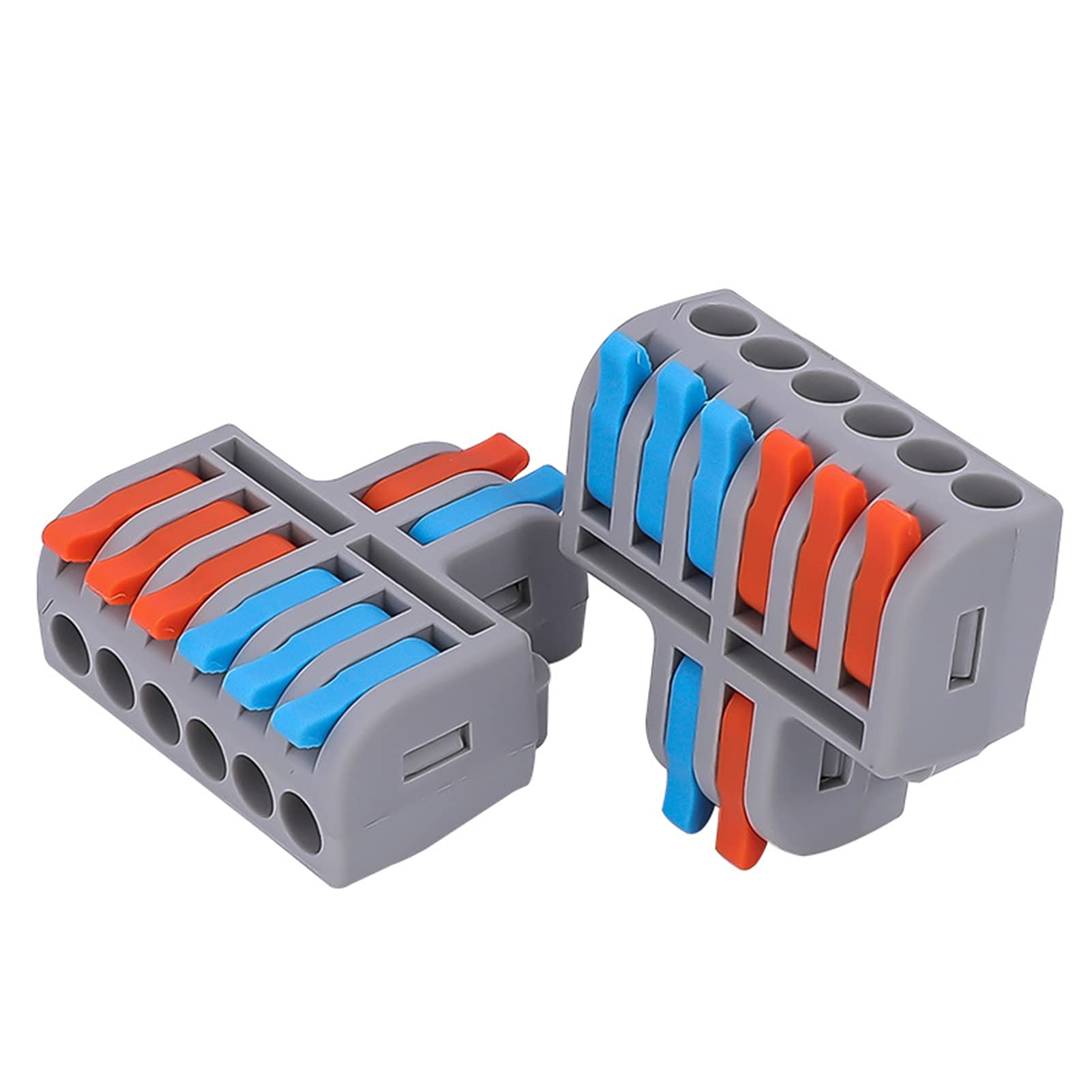 【送料無料】PENGLIN 10個 コンパクトスプライスコネクタ ワンタッチコネクター 接続端子 電線 配線 接続 差し込みコネクタ レバー付き接続端子セット より線・単線接続可能コネクタ 双方向端子台(2イン6アウト)