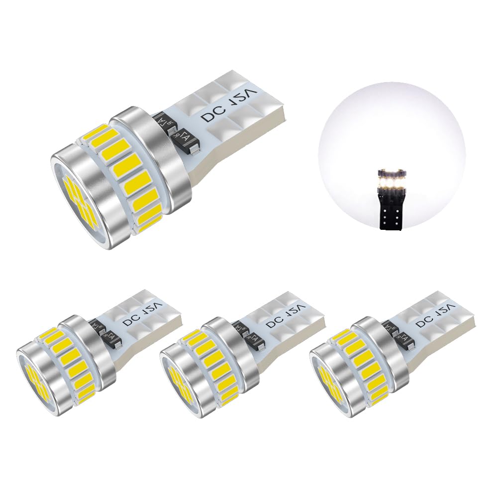 【送料無料】T10 LED ホワイト 爆光 4個 LED T10 車検対応 3014LEDチップ24連 12V 車用 ポジション/ライセンスランプ/ナンバー灯/ルームランプ (4個セット)