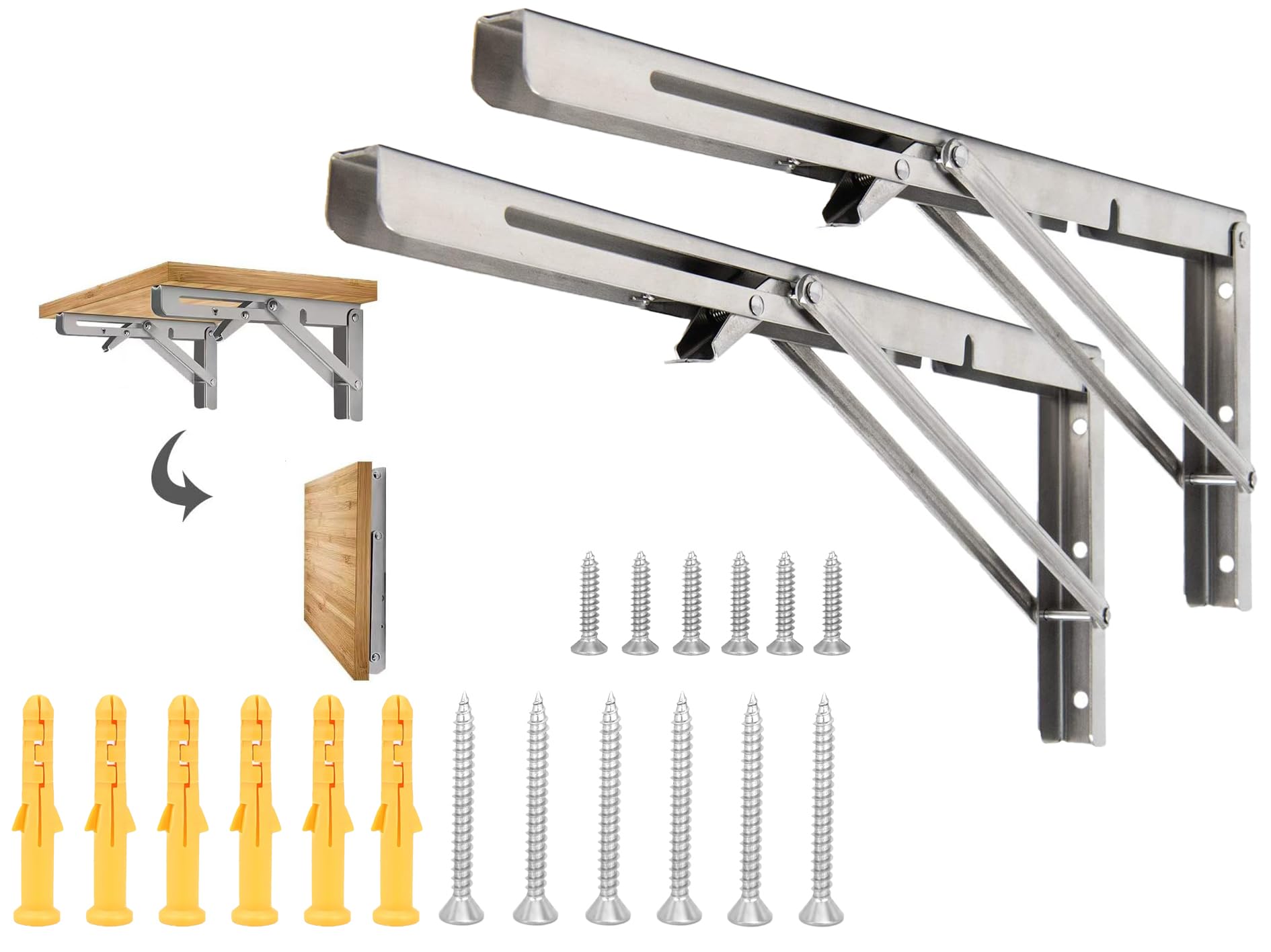 【送料無料】JJ Boom 棚受け 金具 L字型 ステンレス 鋼折りたたみ 式 棚 受け 金具 折り畳み金具 ，省..