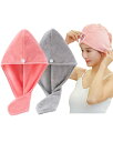 【送料無料】ヘアドライタオル ドライキャップ 【2枚セット】 速乾 髪タオル 長い髪専用 軽量 シャワーキャップ 強い吸水性 お風呂上がり ふわもこ ヘアターバン ヘアキャップ バス用品(ライトグレー+頬紅赤)