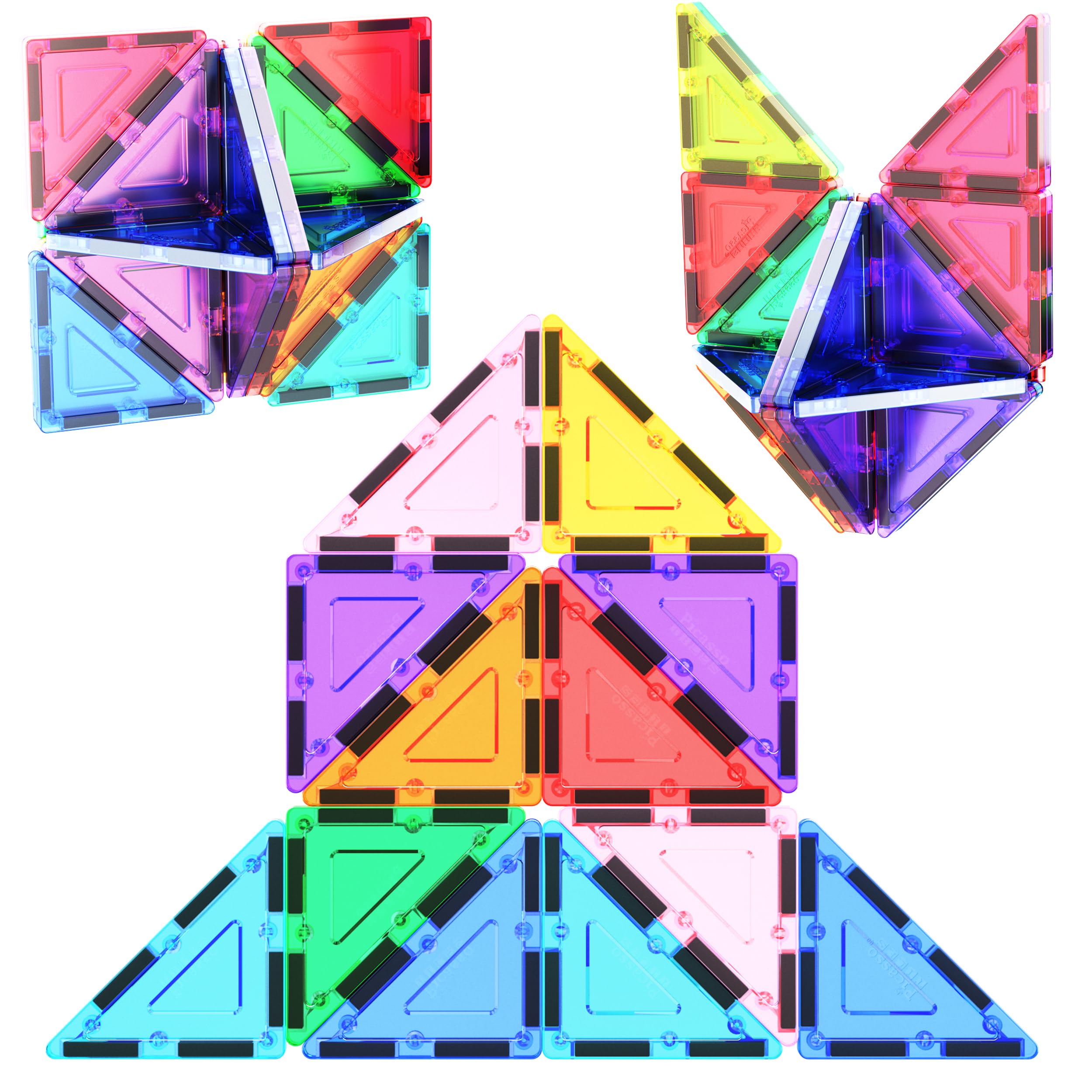 ̵PicassoTiles 12 Pcs Magnetic Building Block Set Right Triangle Magnet Tile...