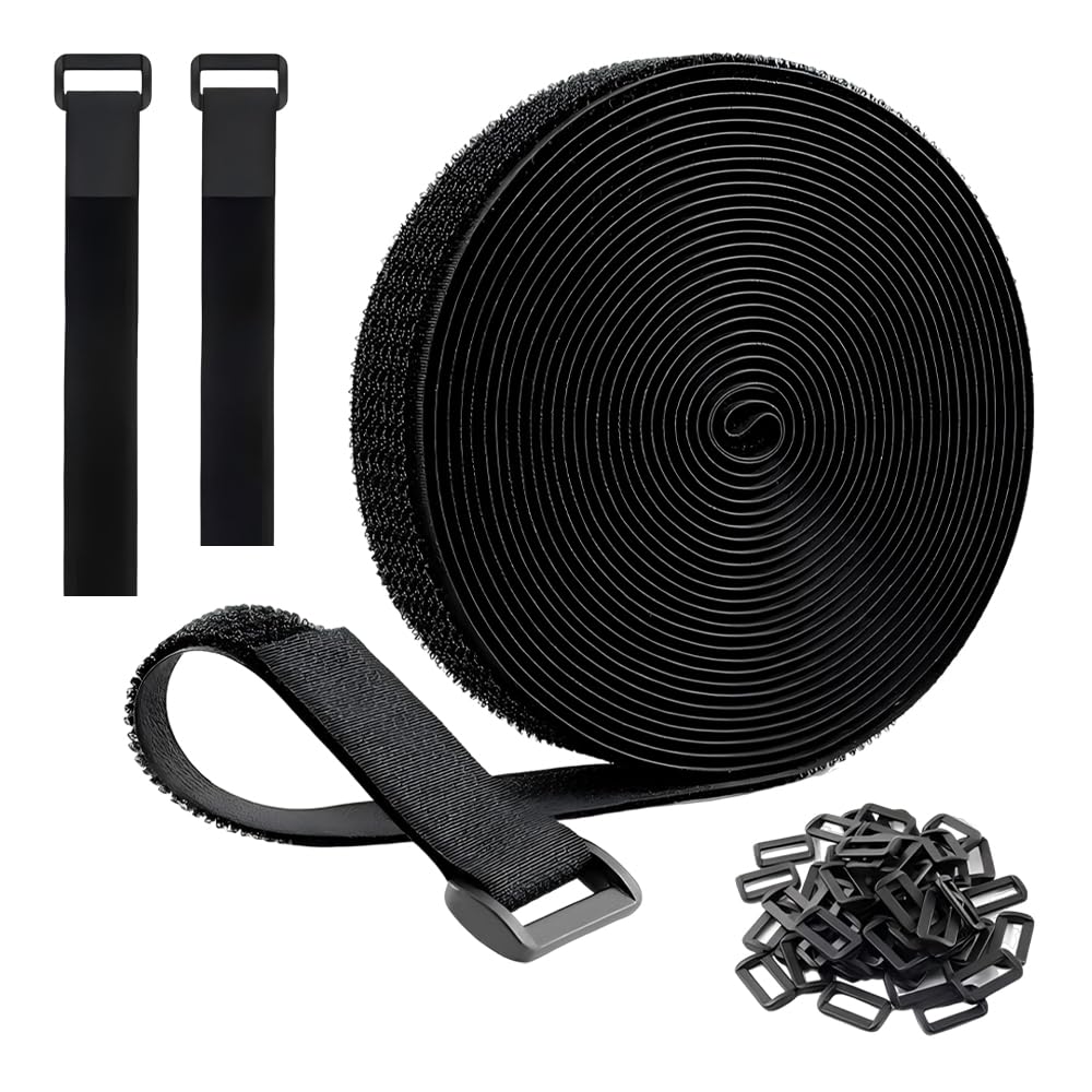 【送料無料】耐熱マジックバンド 幅6m 2cm 再利用可能なツイストタイ 切断不要 ベルクロ、収納テープ付..