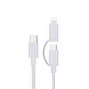 【送料無料】2in1 タイプc i-Phone充電ケーブル PD対応 60W急速充電 高速データ転送 多機能充電コード Type-C ライトニングケーブル i-Phone 16 Pro Max/16/15 /14/13/12/SE/i-Pad Air/Mini/Galaxy S24 Ultra/S23/S22/Xperia 白 1M