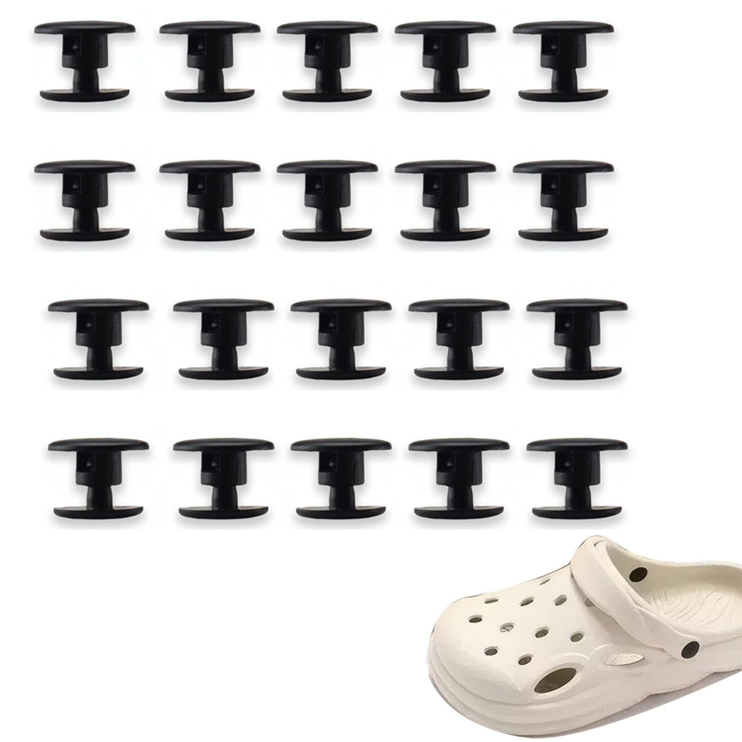 【送料無料】クロッグサンダル ス用交換リベッ 補修部品 20個セット 10ペアセット リペアパーツ 靴用 外れたストラップの修理 ブラック