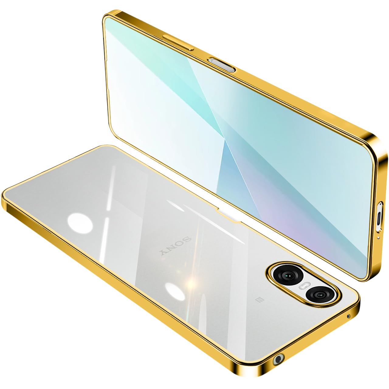 【送料無料】Sony Xperia 10 VI ケース SO-52E SOG14 XQ-ES44 透明 クリア エクスペリア10VI ガバー スマホケース 耐衝撃 TPU 薄型 シリコン スリム 擦り傷防止 黄変防止 メッキ加工 ストラップホール付き(ゴールド)