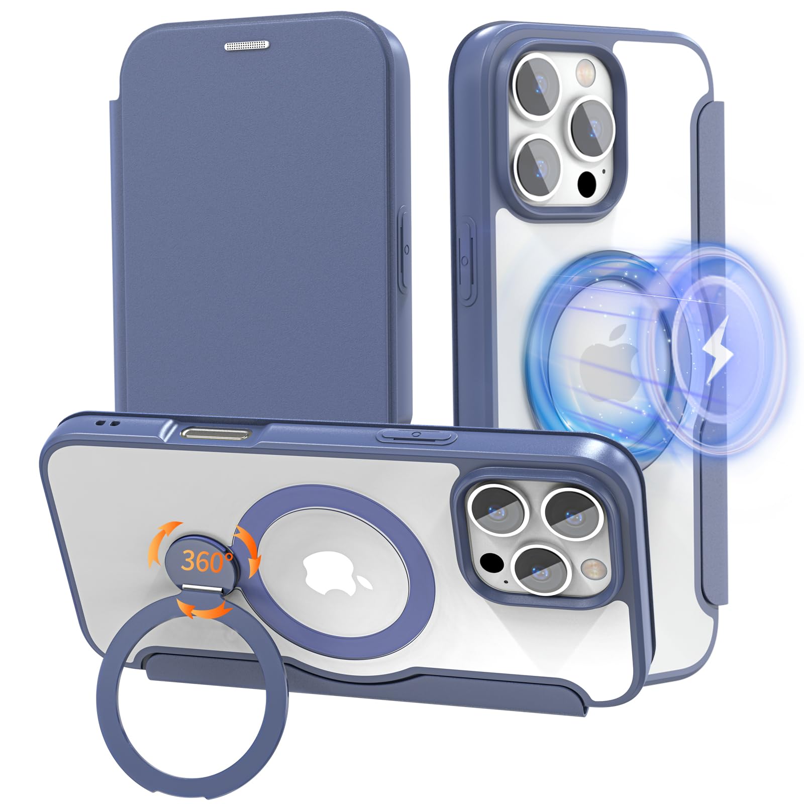 【送料無料】【クリア仕様の手帳型・360°回転スタンド】smhokesu iPhone 16 Pro Max用 ケース 手帳型 カード収納 MagSafe対応 リング付き 縦横両対応 クリア仕様を引き継いだ手帳型 レザー素材 軽い 薄型 耐衝撃いphone16 pro max スマホケース 全面保護 アイフォン16