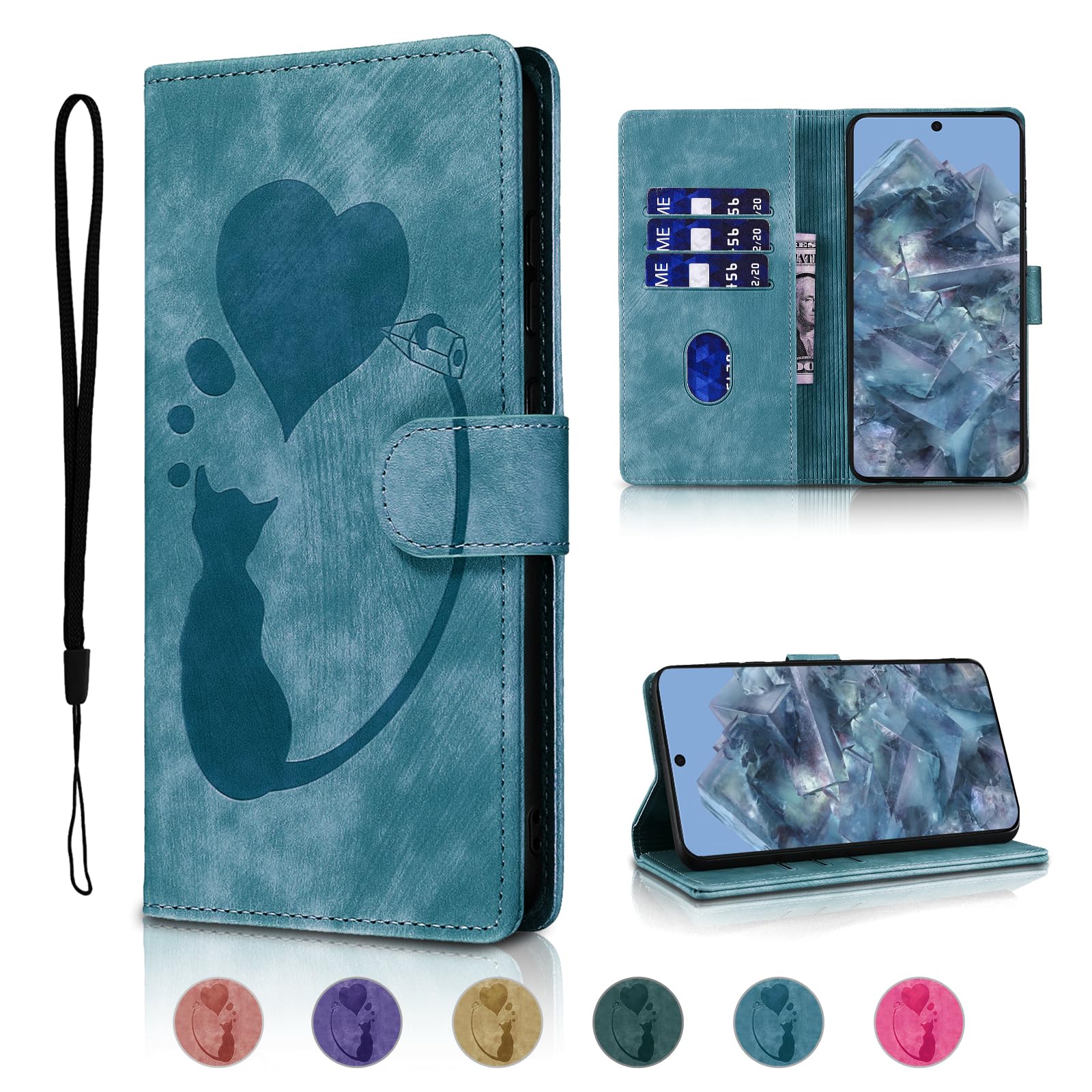 【送料無料】QANKISIS pixel8 pro ケース 落下防止 google pixel8 pro ケース 全面保護 pixel8プロ ケース 耐衝撃 グーグルピクセル8プロ ケース TPU googlepixel8pro ケース カード収納 google pixel 8 pro ケース 可愛い ピクセル8プロ ケース 猫