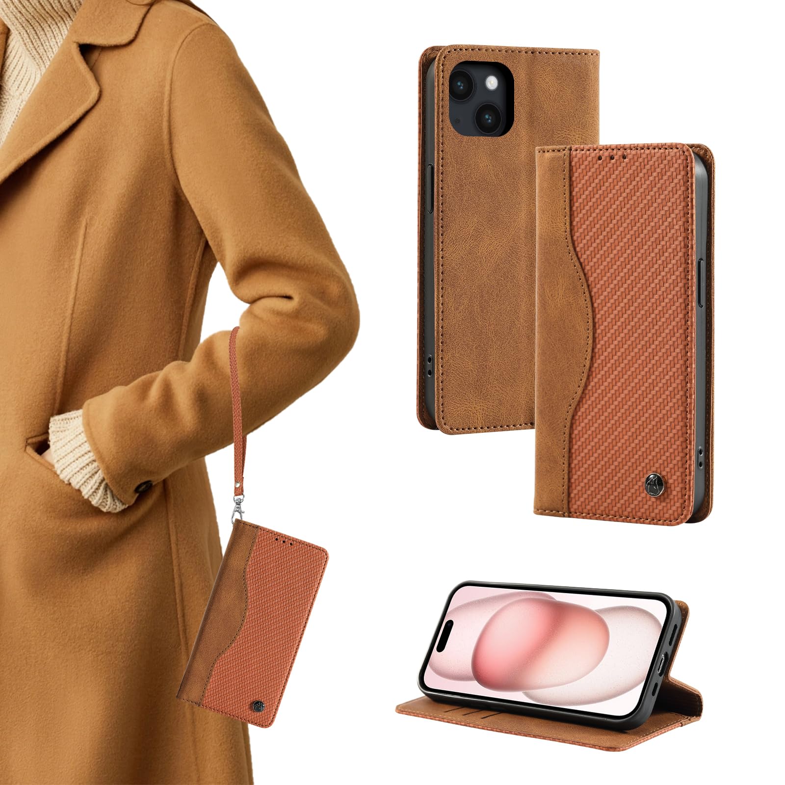 【送料無料】QANKISIS iphone15 ケース 肌触り良い iphone 15 ケース カード収納 アイフォン15 ケース 織り模様 iphone15ケース 擦り傷防止 いphone15 ケース 可愛い 全面保護 携帯ケース iphone 15 アイフォン15 ケース 可愛い スマホケース iphone15 iphone15 ケース