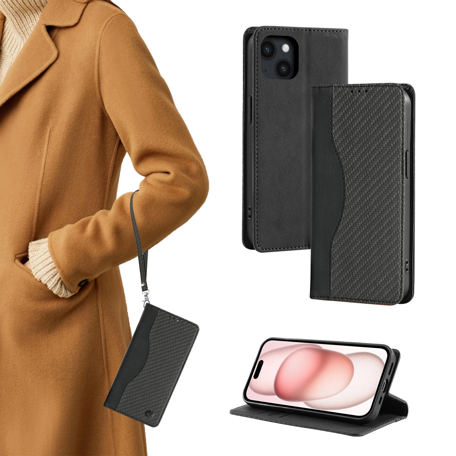 【送料無料】QANKISIS iphone15 ケース 肌触り良い iphone 15 ケース カード収納 アイフォン15 ケース 織り模様 iphone15ケース 擦り傷防止 いphone15 ケース 可愛い 全面保護 携帯ケース iphone 15 アイフォン15 ケース 可愛い スマホケース iphone15 iphone15 ケース