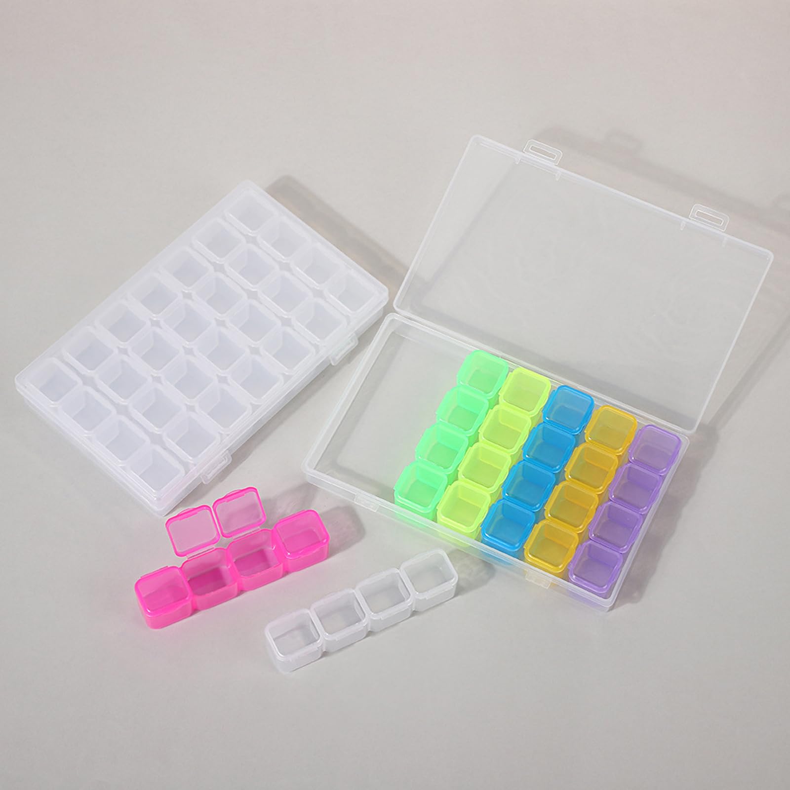 【送料無料】OptiPro 小分けケース ビーズケース アクセサリー 小物 収納容器 クリア パーツ収納 ネイル 雑貨入れ DIY 2個セット(透明+カラー/2...