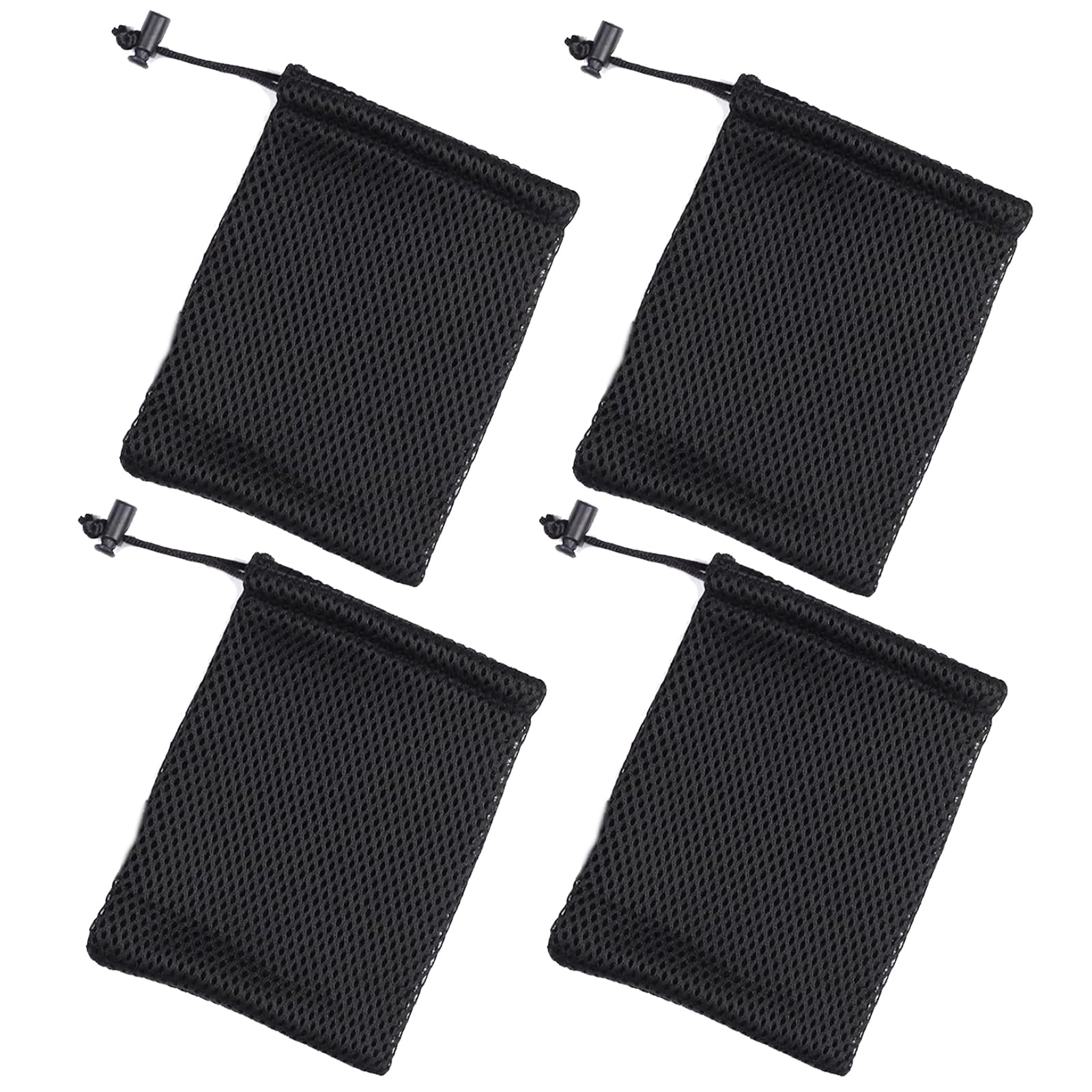 【送料無料】[サムコス] 黒ポーチ 巾着収納袋 サングラス ポーチ スマホ袋 巾着袋 厚手ナイロンメッシュポーチ小物収納袋 多機能整理袋 モバイルバッテリー用収納ポーチ ハードディスク収納ケース 4個入り