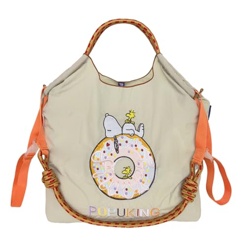 【送料無料】[PUPUKING] M/Lサイズ、刺繍入りエコバッグ、折りたたみ可能、ナイロン素材、ショルダース..
