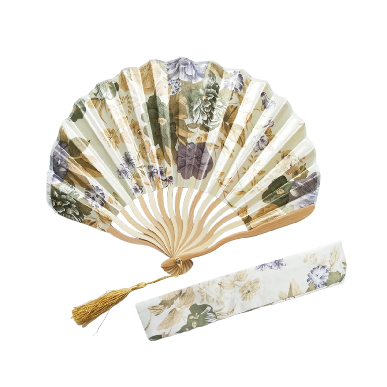 【送料無料】[雲見] 花柄 扇子 レディース 夏用 扇子袋付き サテン シェル型 熱中症対策 涼しい 和装小..