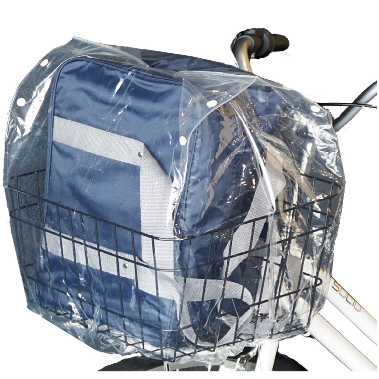 【送料無料】イニコライフ 自転車 前カゴ カバー 防水 厚手 クリア素材 雨 梅雨 汚れ 落下 ひったくり ..