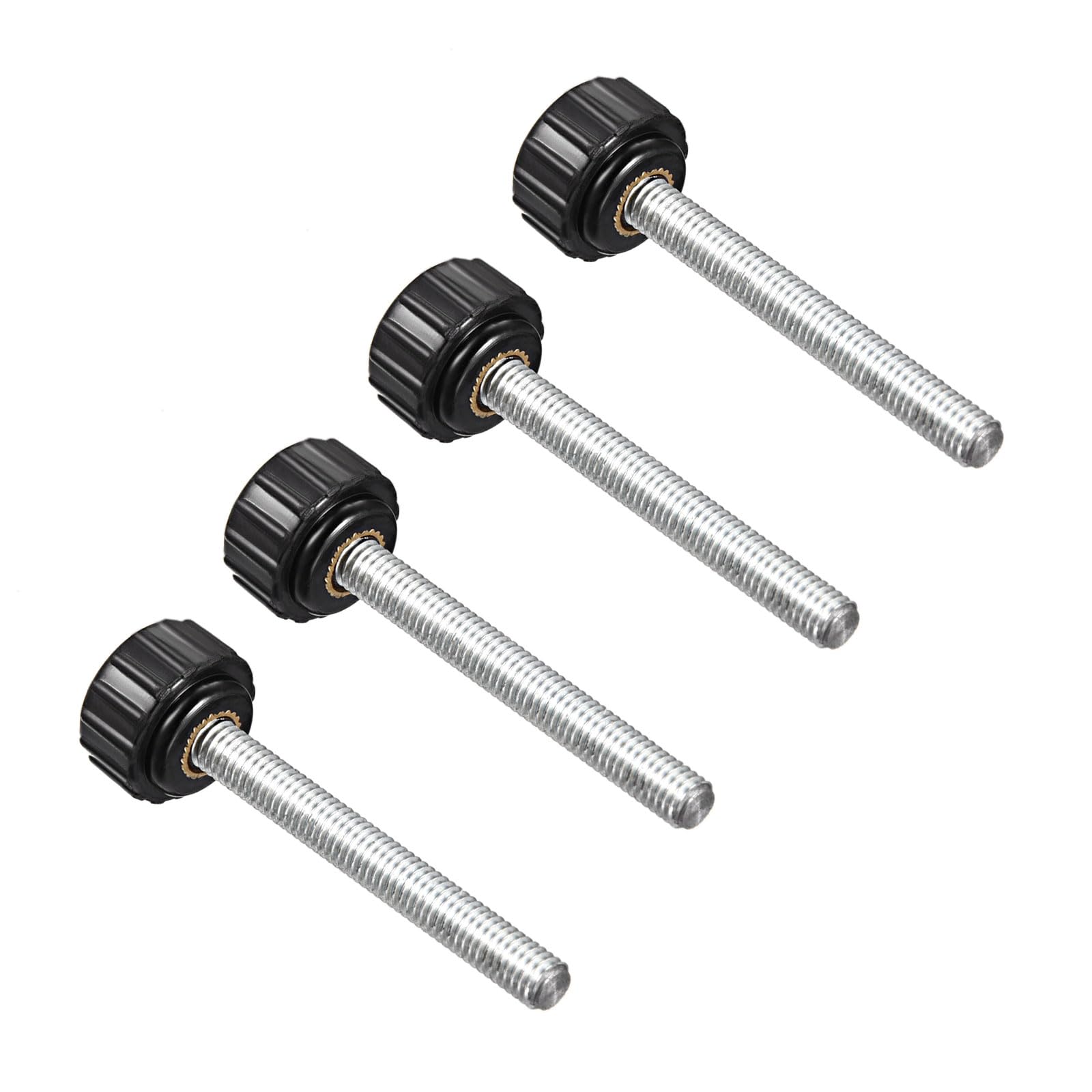 【送料無料】CoCud ローレットクランプノブ M5 x 40mmオスネジ 16mmヘッド 熱硬化性プラスチックサムスクリューグリップボルトノブ ブラック 用途 旋盤機械用 4個入り
