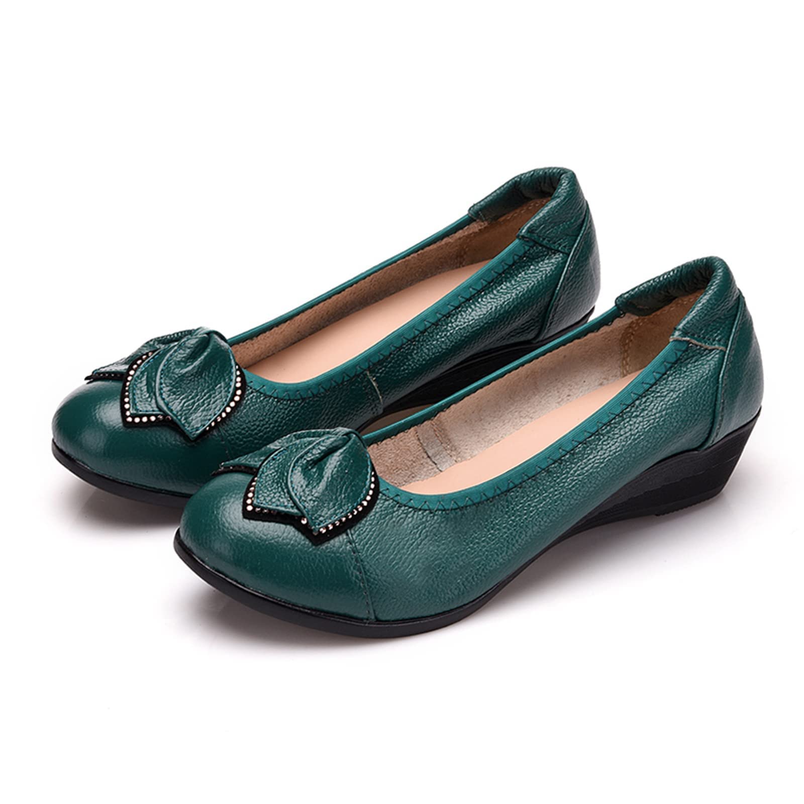 【送料無料】[Emsoulnioi] バレエシューズ レディース用 キラキラ ローヒール 美脚 軽量設計で疲れ知らずの歩きやすさ 脱げにくく長時間の立ち仕事でも快適に履けます ファッション 多彩なシーンに対応可能 18_ピーコックブルー 24.1~24.5cm