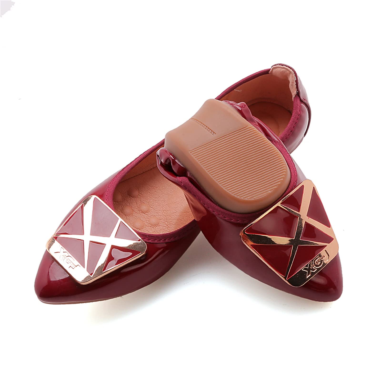 【送料無料】[Emsoulnioi] バレエシューズ レディース用 キラキラ ローヒール 美脚 軽量設計で疲れ知ら..