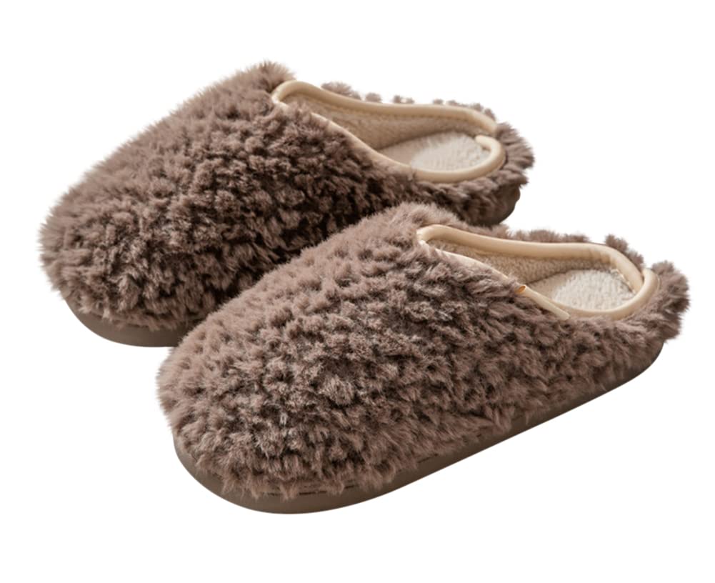 【送料無料】[Euyqs] ルームシューズ 暖かい スリッパ 冬 あったかスリッパ 室内 男女兼用 もこもこ 軽量 洗える (ブラウン, measurement_26_point_0_centimeters)