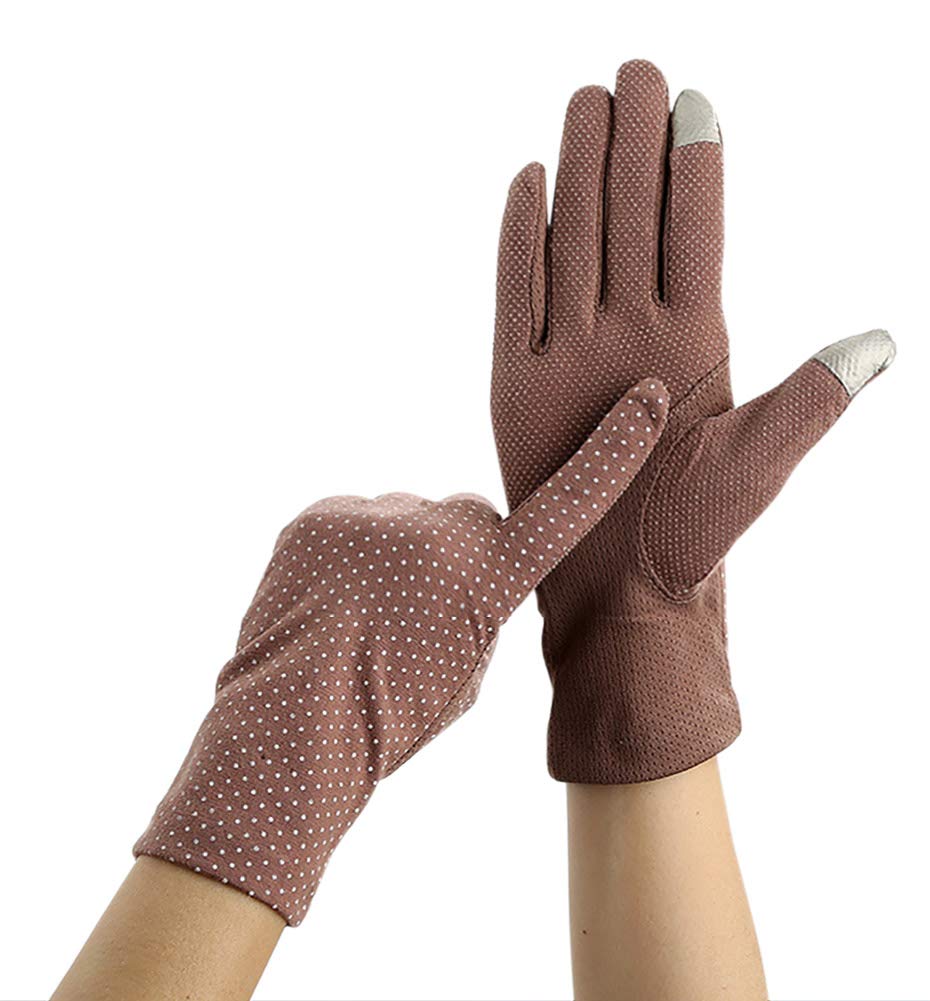 【送料無料】[Euyqs] UVカット手袋 レディース グローブ 夏 日焼け止め スマホ対応 滑り止め 綿 運転 ドライブ グローブ (#2 コーヒー色)