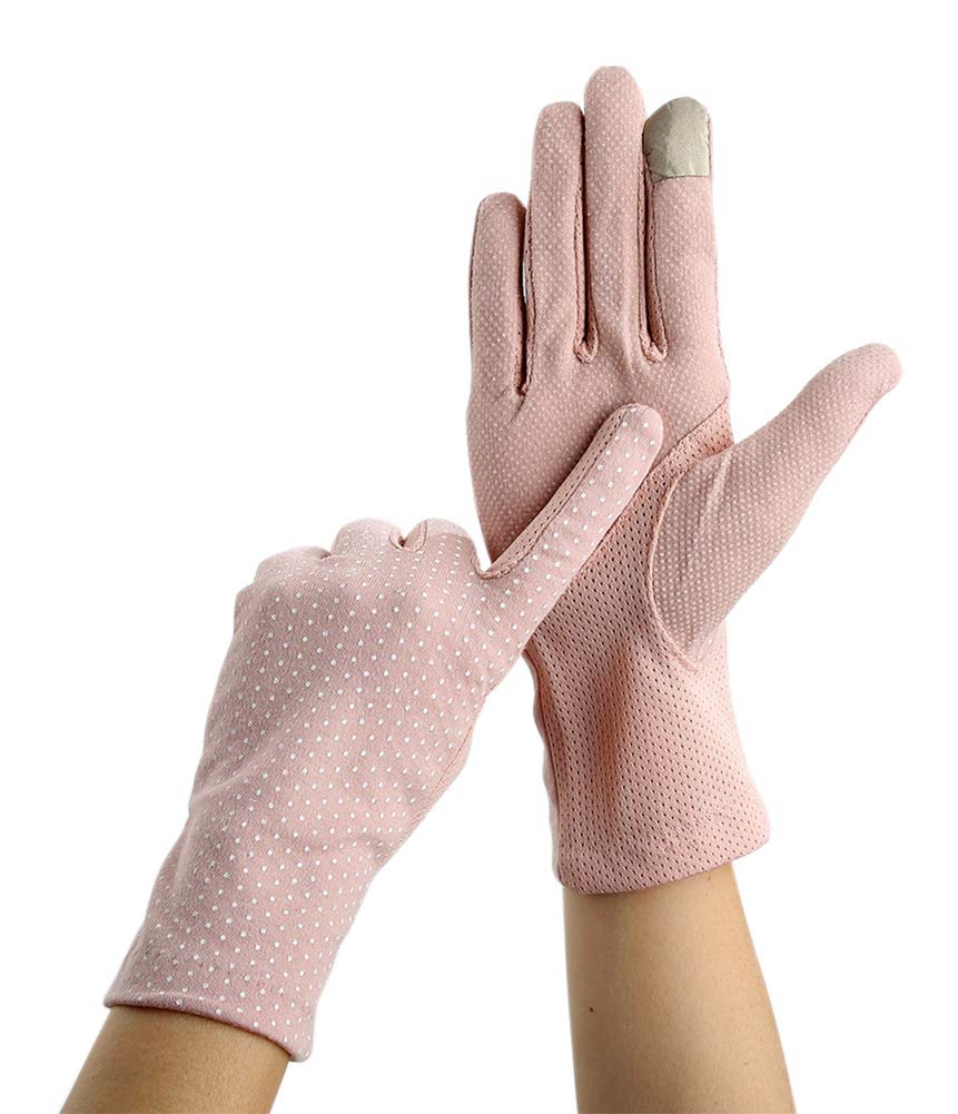 【送料無料】[Euyqs] UVカット手袋 レディース グローブ 夏 日焼け止め スマホ対応 滑り止め 綿 運転 ドライブ グローブ (#2 ライトピンク)