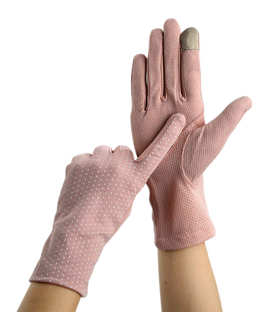 【送料無料】[Euyqs] UVカット手袋 レディース グローブ 夏 日焼け止め スマホ対応 滑り止め 綿 運転 ドライブ グローブ (#2 ピンク)
