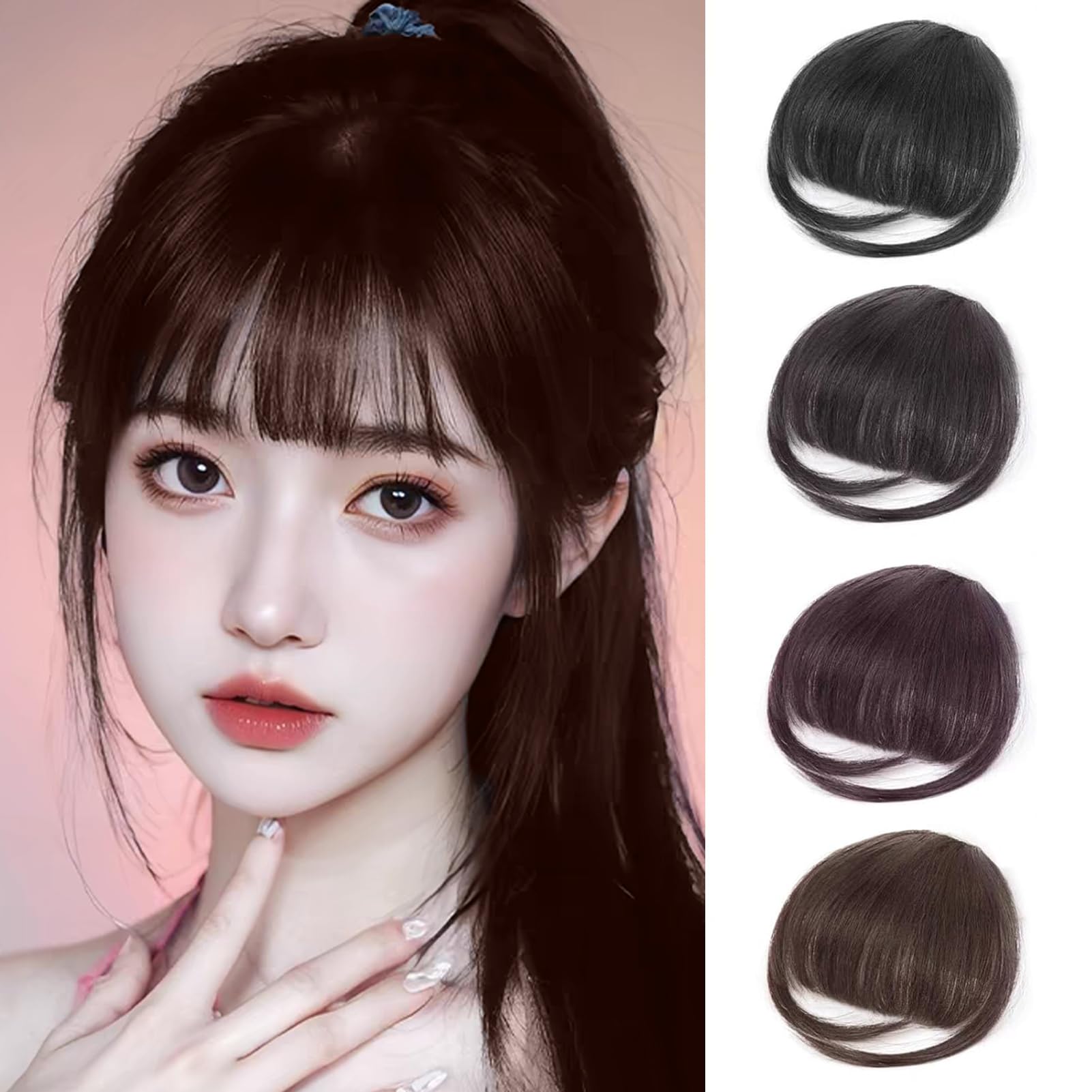 【送料無料】Fuyunohi 前髪 ウィッグ エクステ つけ毛 ふわふわ ポイントウィッグ 可愛い 元気 ヘアピース 部分ウィッグ ポイントウィッグ ぱっつん 小顔 ワンタッチ つけ前髪 仮装 日常 超自然 漫画 サイドあり ライトブラウン