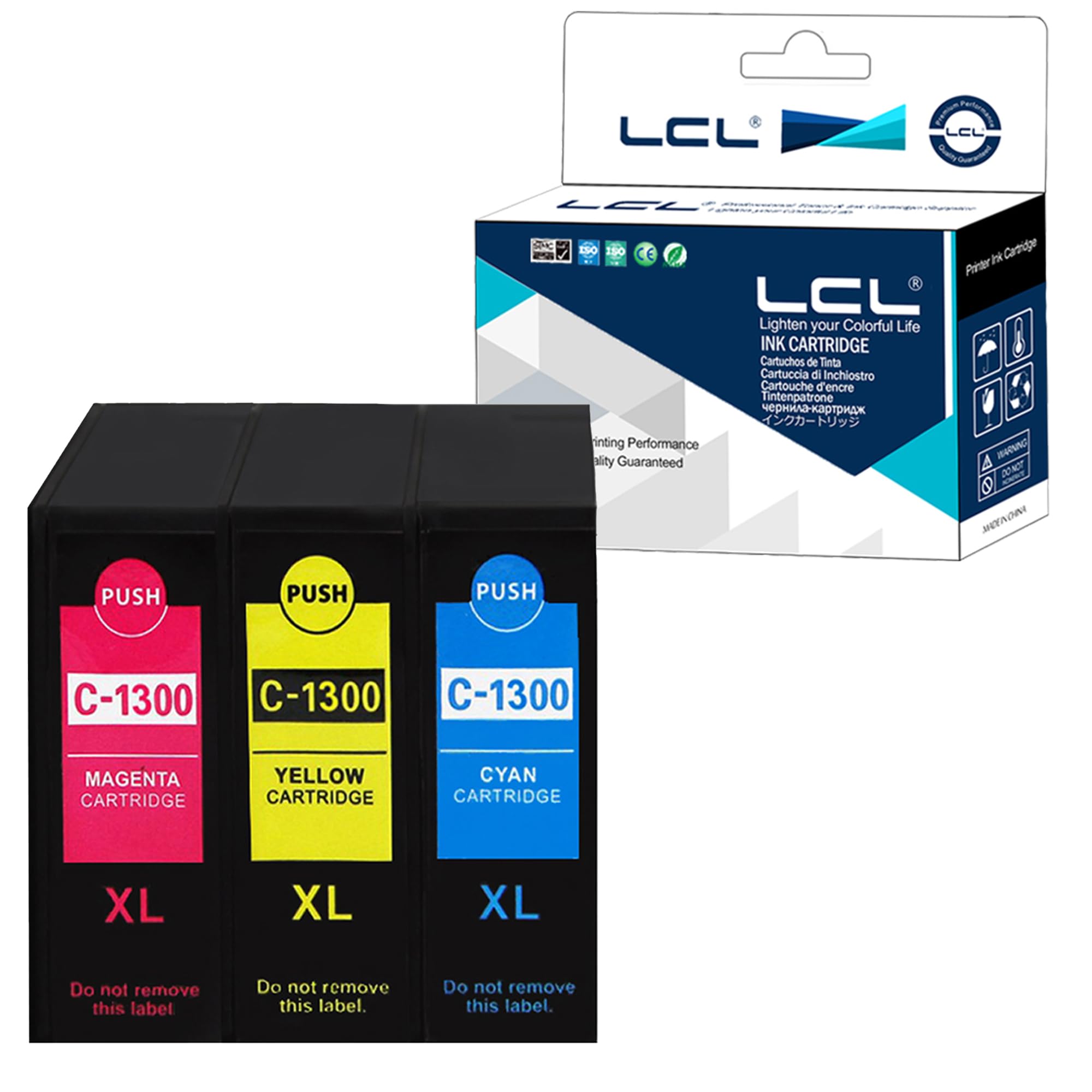 【送料無料】LCL Canon用 キャノン用 PGI-1300XL PGI-1300 PGI-1300XLC PGI-1300XLM PGI-1300XLY （3色セット シアン マゼンタ イエロー） 大容量 顔料 互換インクカートリッジ 対応機種：MAXIFY MB2030/MB2130/MB2330/MB2730