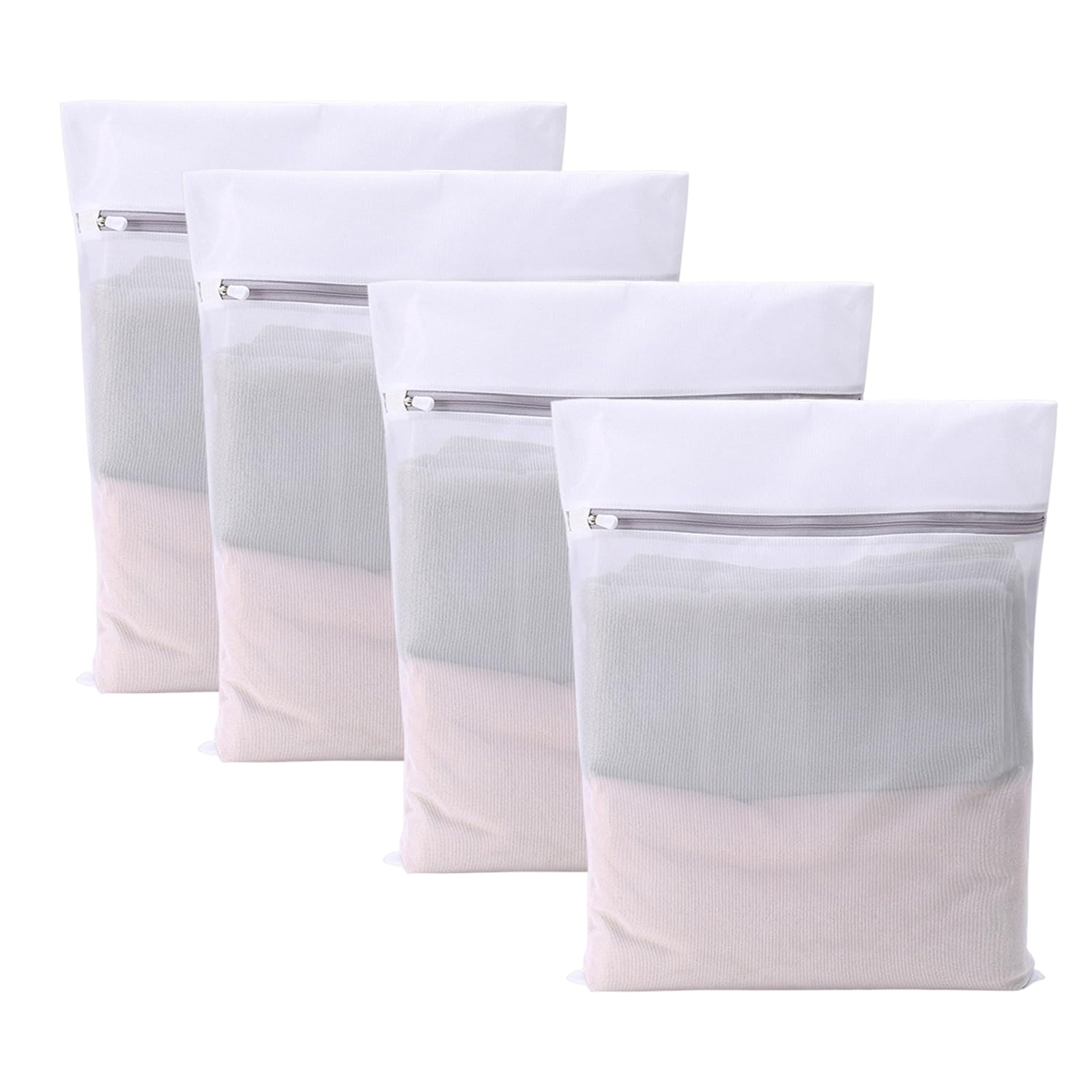 【送料無料】[Senteria]洗濯ネット ランドリーネットバッグ (30cm×40cm 4枚入り)ホワイト 角型 細かい網目 メッシュ 丈夫 耐久性 型崩れ防止 絡み防止 衣類損傷防止 家庭用 旅行収納 毛布/セーター/T-シャツ/ブラジャー/ズボンなど適用