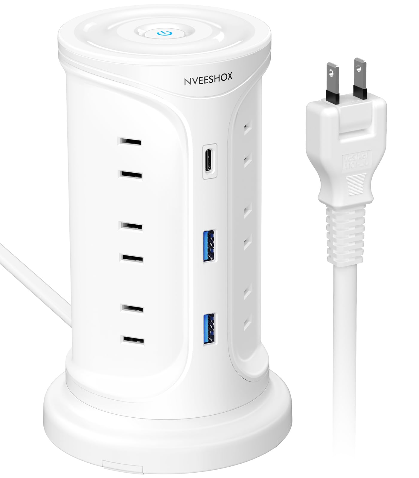 【送料無料】NVEESHOX 電源タップ Type-C付き 延長コード タワー 伸縮固定パーツ付 コンセント usb付 ..