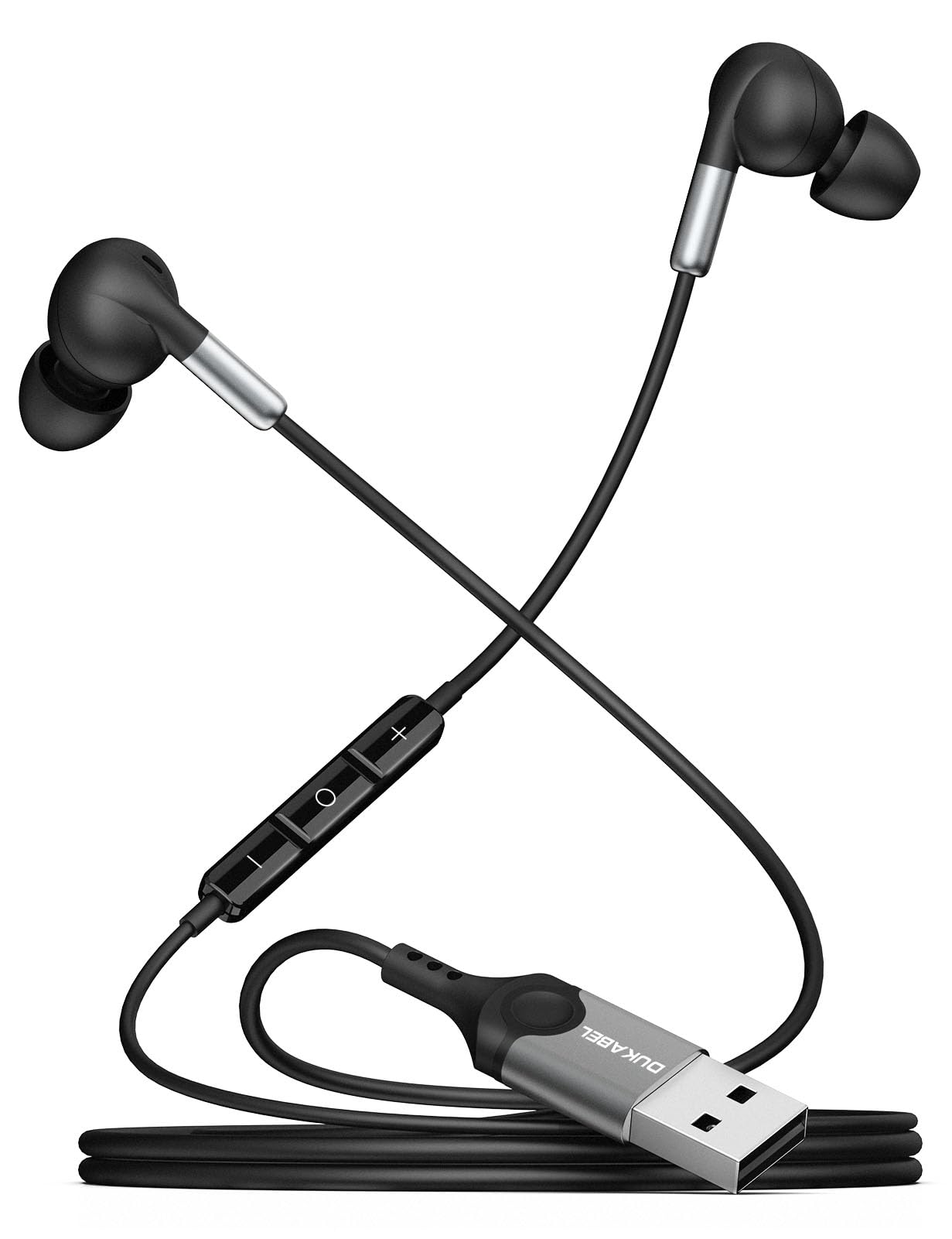 【送料無料】DuKabel 2M USB イヤホンマイク USBA ステレオ ヘッドセット 有線 両耳 音量調節 全指向性..