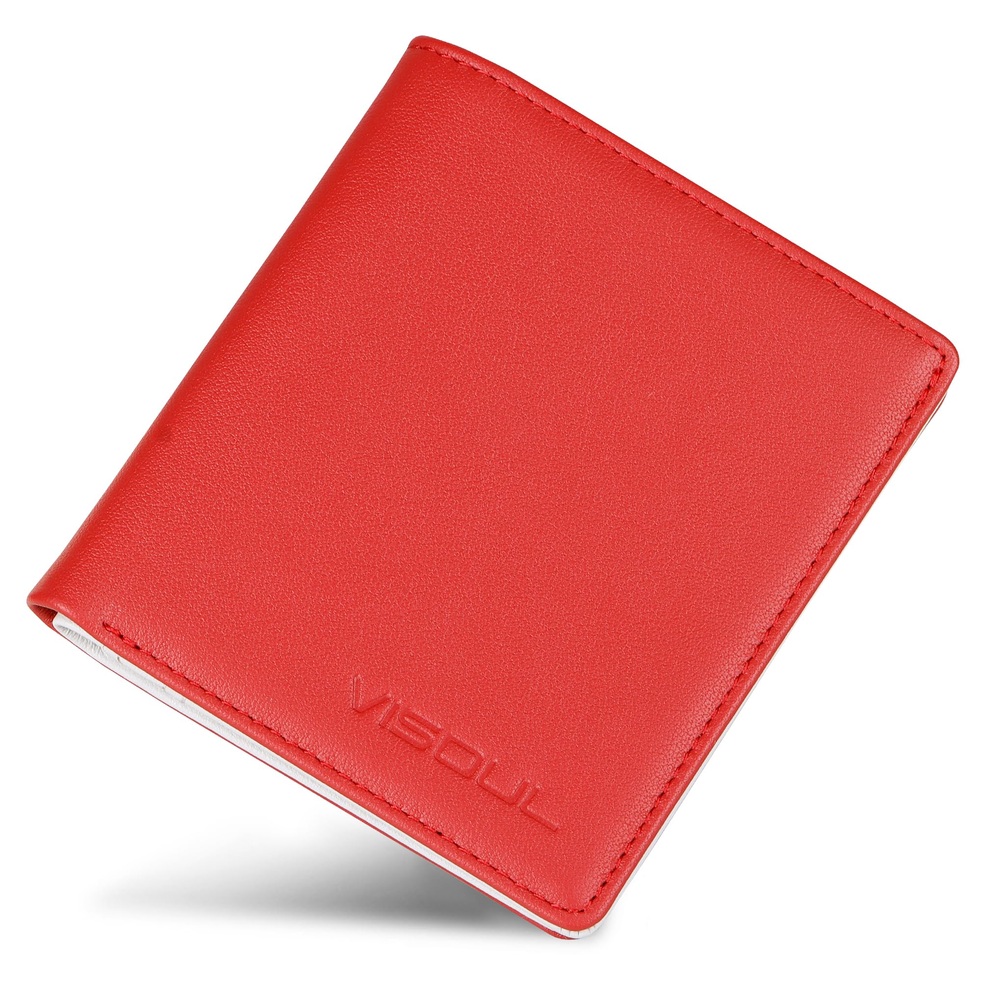 【送料無料】[VISOUL] カードケース 定期入れ 免許証入れ 札入れ 6枚カード入れ 免許証ケース 牛革 本革カードケース 定期入れ メンズ レディース パスケース イタリア革ミニ財布 薄型カードケース 軽量ケース 札入れ レッド・ホワイト