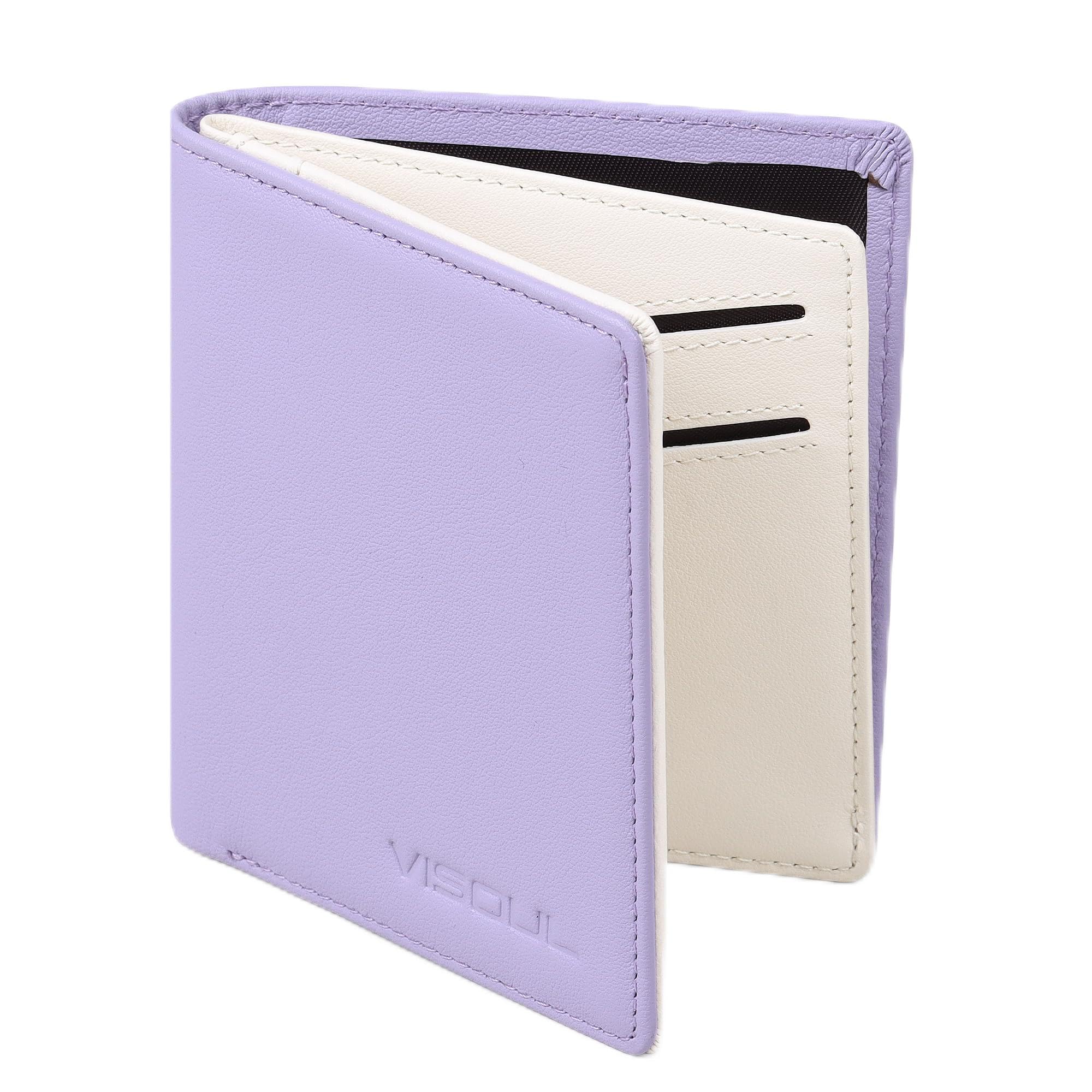 【送料無料】[VISOUL] カードケース 定期入れ 免許証入れ 札入れ 6枚カード入れ 免許証ケース 牛革 本革カードケース 定期入れ メンズ レディース パスケース イタリア革ミニ財布 薄型カードケース 軽量ケース 札入れ パープル・ホワイト