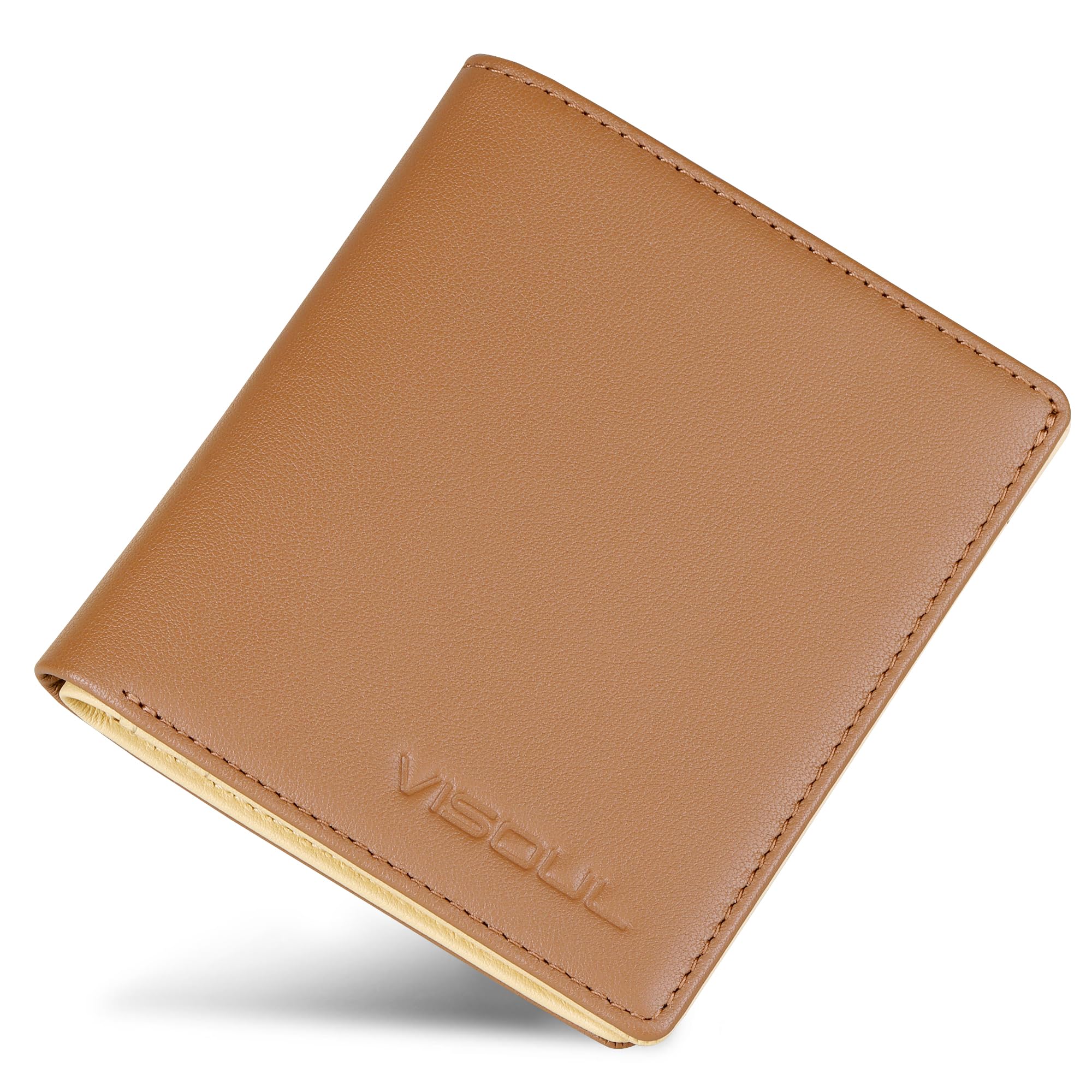 【送料無料】[VISOUL] カードケース 定期入れ 免許証入れ 札入れ 6枚カード入れ 免許証ケース 牛革 本革カードケース 定期入れ メンズ レディース パスケース イタリア革ミニ財布 薄型カードケース 軽量ケース 札入れ タン・レモンイエロー