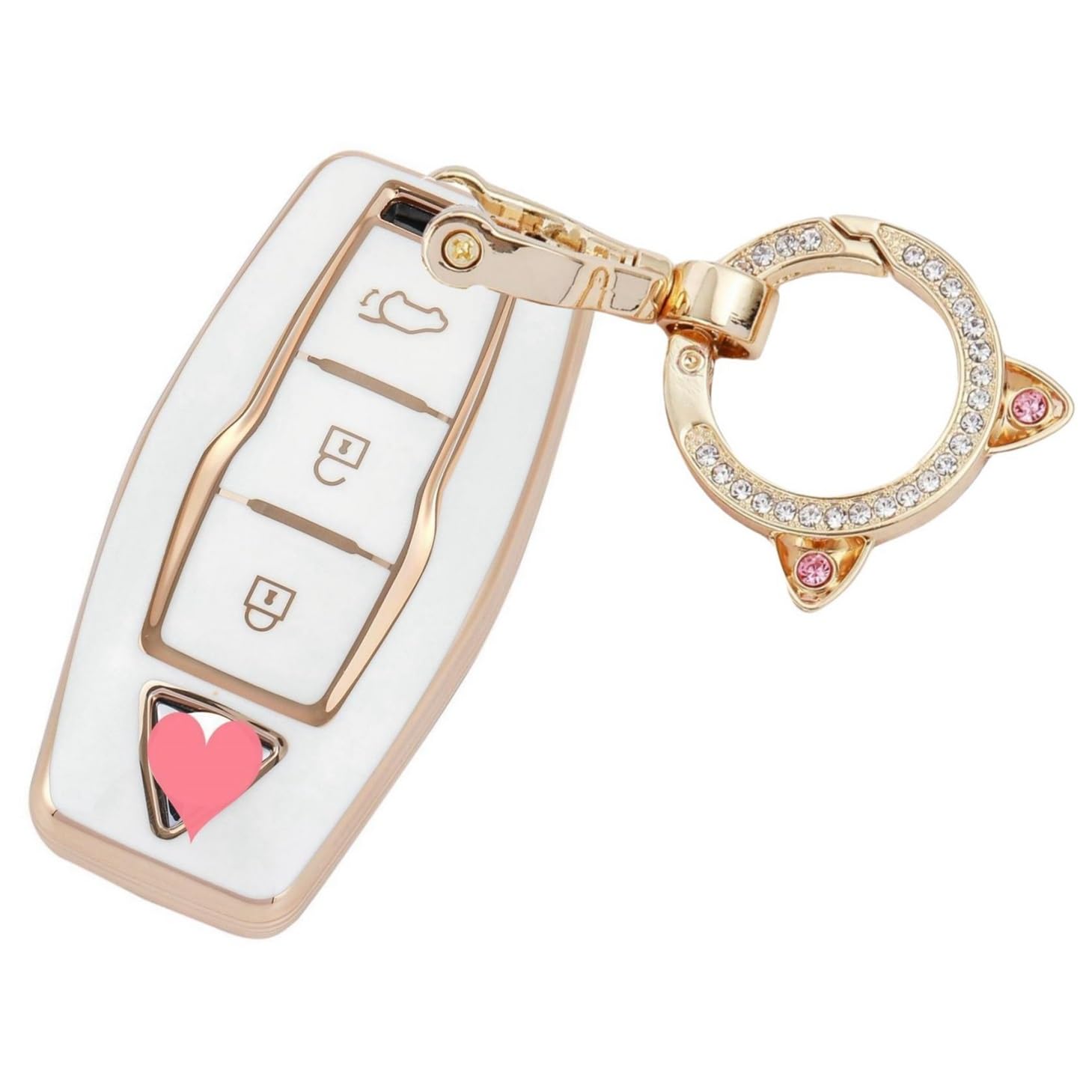 【送料無料】[ZANEKO] 新型アウトランダー キーケース適合三菱 新型アウトランダー PHEV GN0W キーカバーOutlander スマートキーケース (3ボタン、ゴールドホワイト)