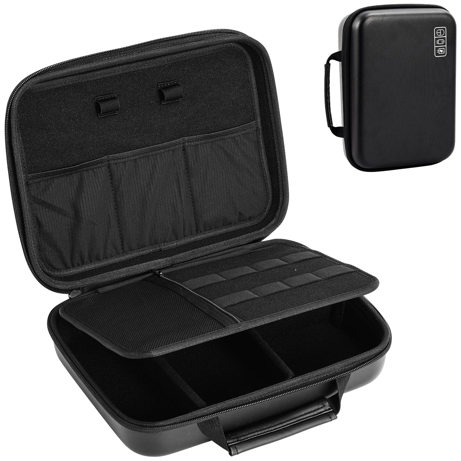 【送料無料】ProCase ガジェットポーチ、防水性のあるEVA材、大容量、3層仕組み MacBook アダプタ・ Magic Mouse 2・ USB Flash Disk・SD収納、スマホ・タブレット充電・ケーブルの小物入れ、PC周辺アクセサリーの整理バッグ− XLブラック