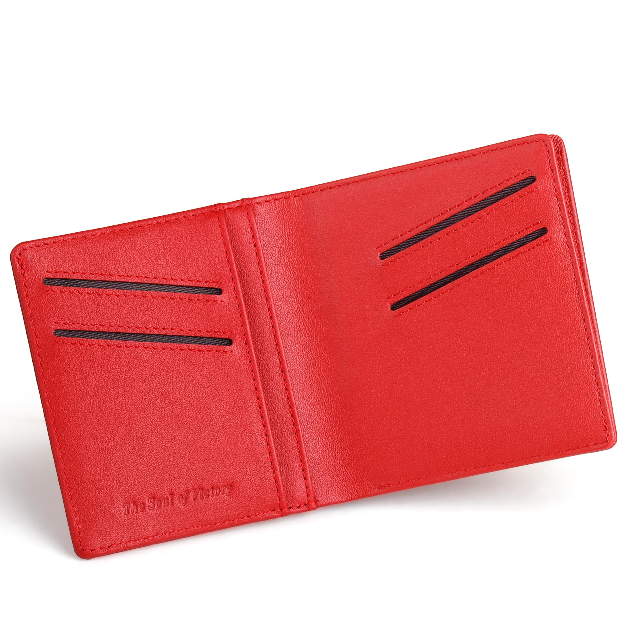 【送料無料】[VISOUL] 免許証入れ 札入れ 6枚カード入れ カードケース 定期入れ 免許証ケース 牛革 本革カードケース 定期入れ メンズ レディース パスケース イタリア革ミニ財布 薄型カードケース 軽量ケース 札入れ (レッド)