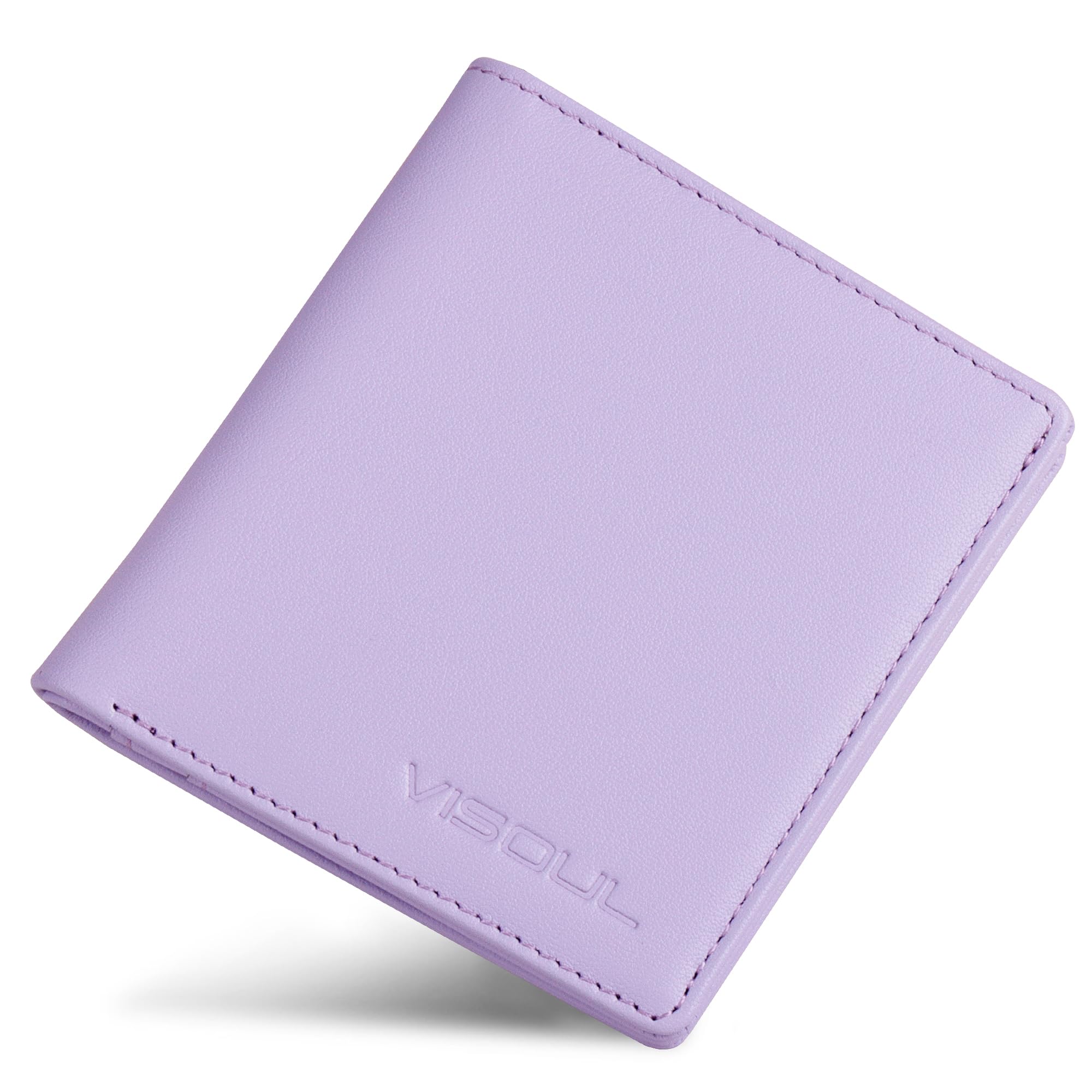 【送料無料】[VISOUL] 免許証入れ 札入れ 6枚カード入れ カードケース 定期入れ 免許証ケース 牛革 本革カードケース 定期入れ メンズ レディース パスケース イタリア革ミニ財布 薄型カードケース 軽量ケース 札入れ (パープル)
