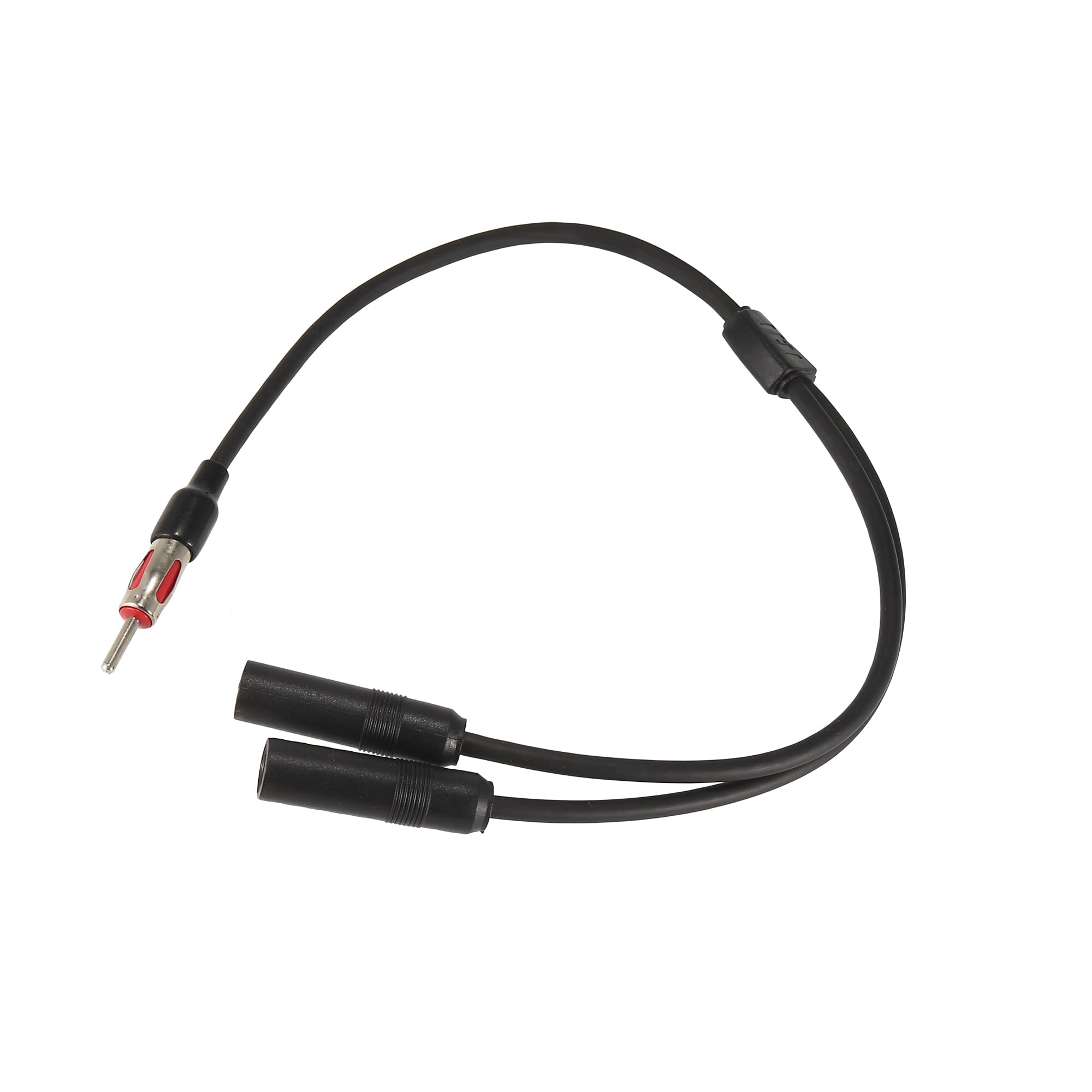 【送料無料】ACROPIX カーラジオ自動アンテナスプリッタ 1オス - 2メス 空中アダプタプラグ コネクタ ケーブル 49.5cm ブラック 1個