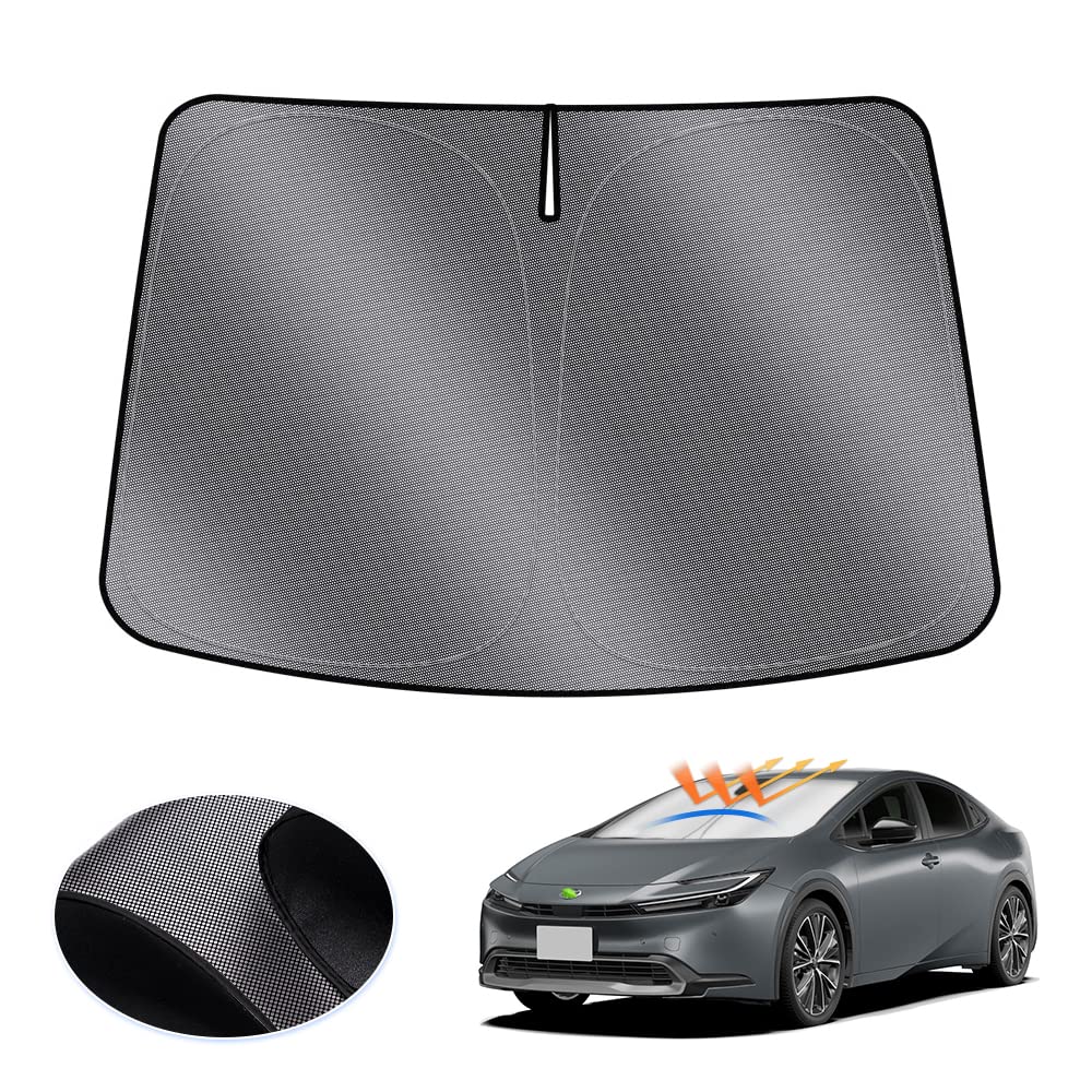 【送料無料】LIMSTYLE トヨタ 新型 プリウス 60系 フロントガラス用 サンシェード PRIUS 5代目 マルチサンシェード ZVW60 MXWH60 遮光 断熱 シェード カーテン R5.1〜現行 日除け UVカット 車中泊 しなやか スポーティ タイプ ドット柄 収納袋付 アクセサリー 内装パーツ