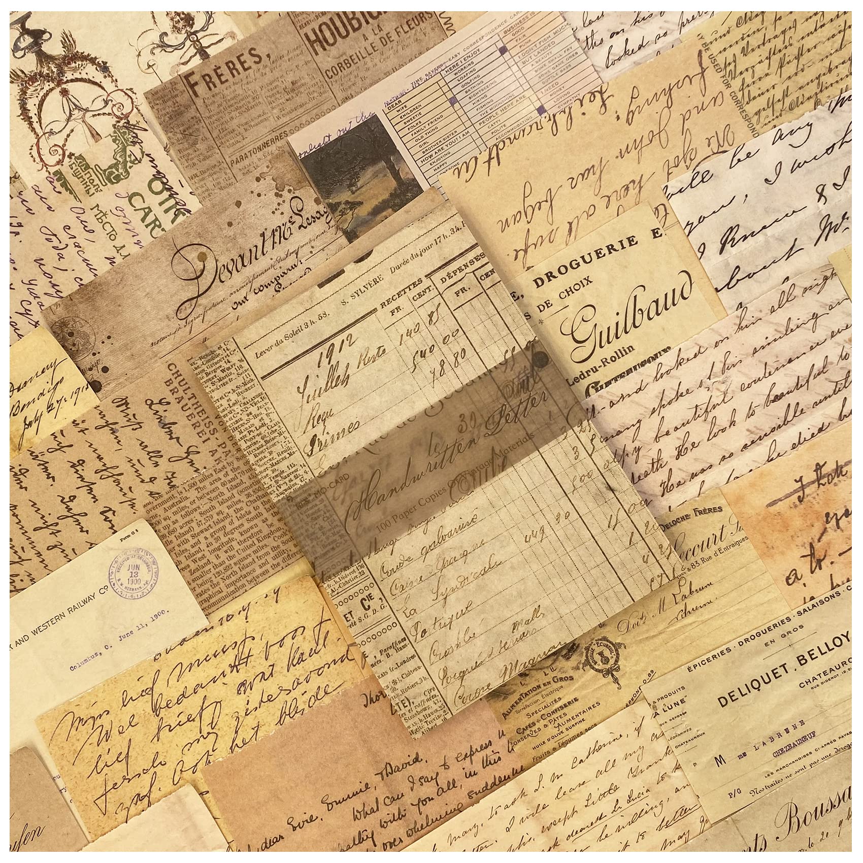 【送料無料】デザインペーパー コラージュ 素材 詰め合わせ Arpaper ペーパー ヴィンテージ 背景紙 紙もの 素材紙 シール ノート レトロ ブック 女の子 かわいい 100枚 大容量 紙素材 コラージュ素材 アンティーク おしゃれ 手紙 英字（ハンドライティング）