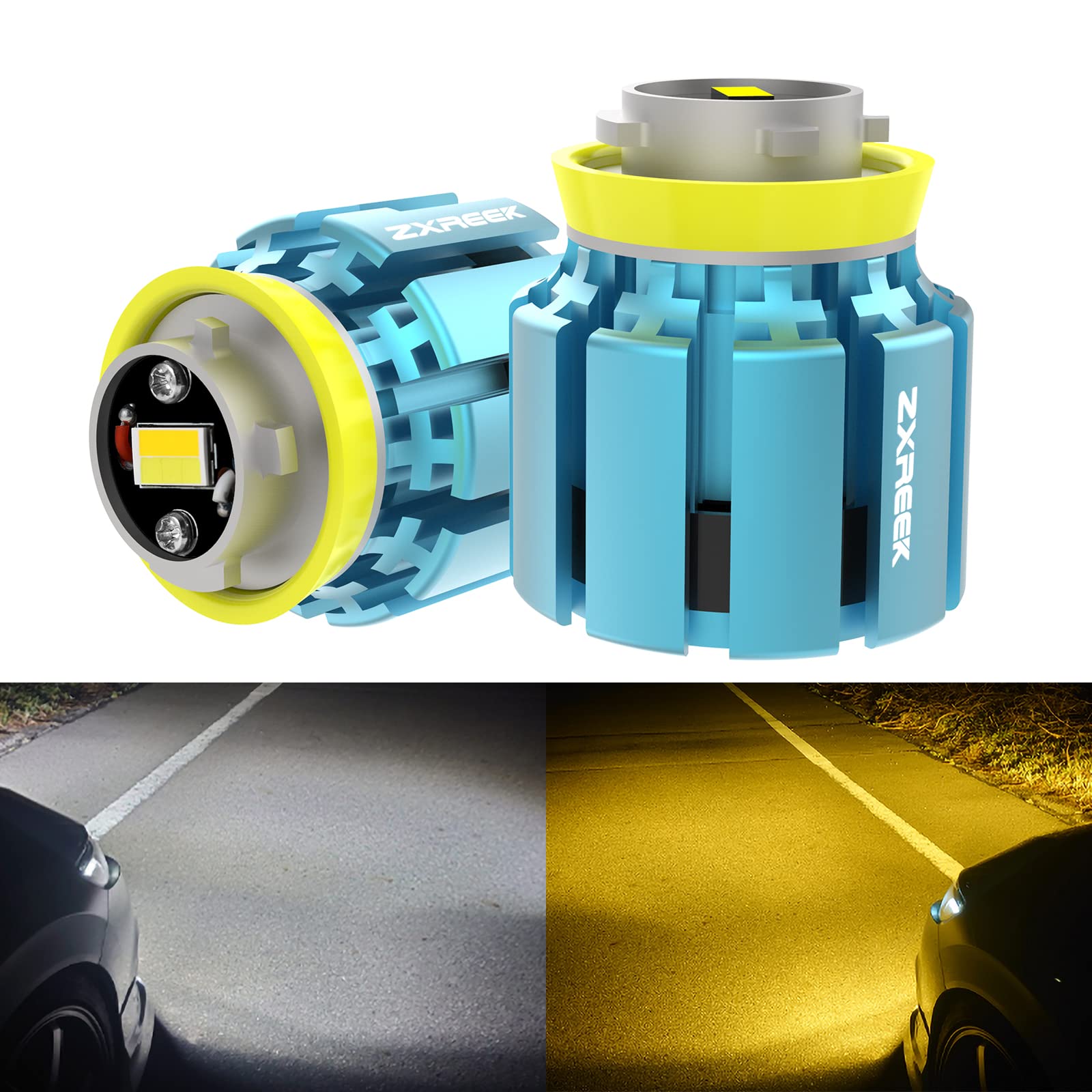 【送料無料】ZXREEK L1B 新型 トヨタ 純正交換 LED フォグランプ 純正同形状 4000LM DC12V 40W ホワイト(6000K)/イエロー(3000K) 2色切り替え 2色発光 左右分2セット入り 最新車両用 L1B 交換用 ハイパ ワーバルブ 新型シエンタ/プリウス 50系 /ハイエース200 7型/80ハリ