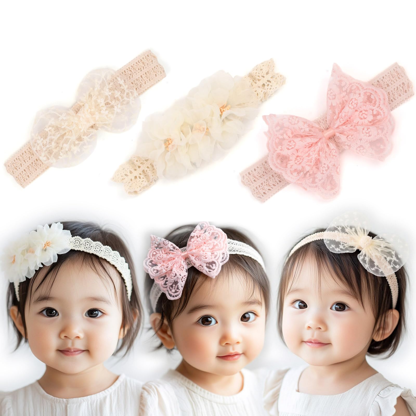 【送料無料】BIANHUAN 赤ちゃん ベビー ヘアバンド 新生児 ベビーヘアバンド リボン ヘアアクセサリー お食い初め 女の子 髪飾り 初節句 お祝い ひな祭り 和風 3個セット