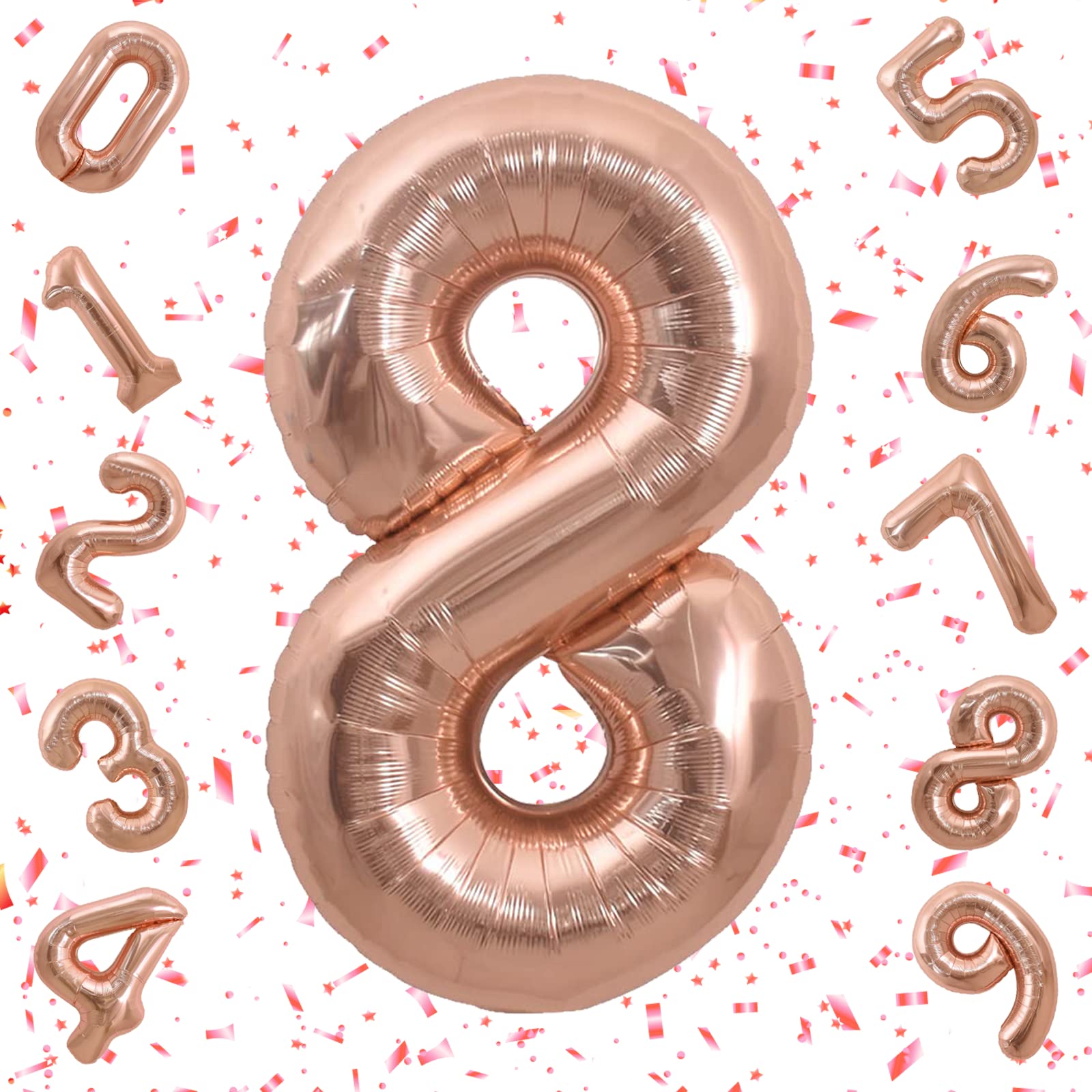 【送料無料】Exgox 数字バルーン ローズゴールド アルミ風船 誕生日 40インチ ナンバー8 ハ ...