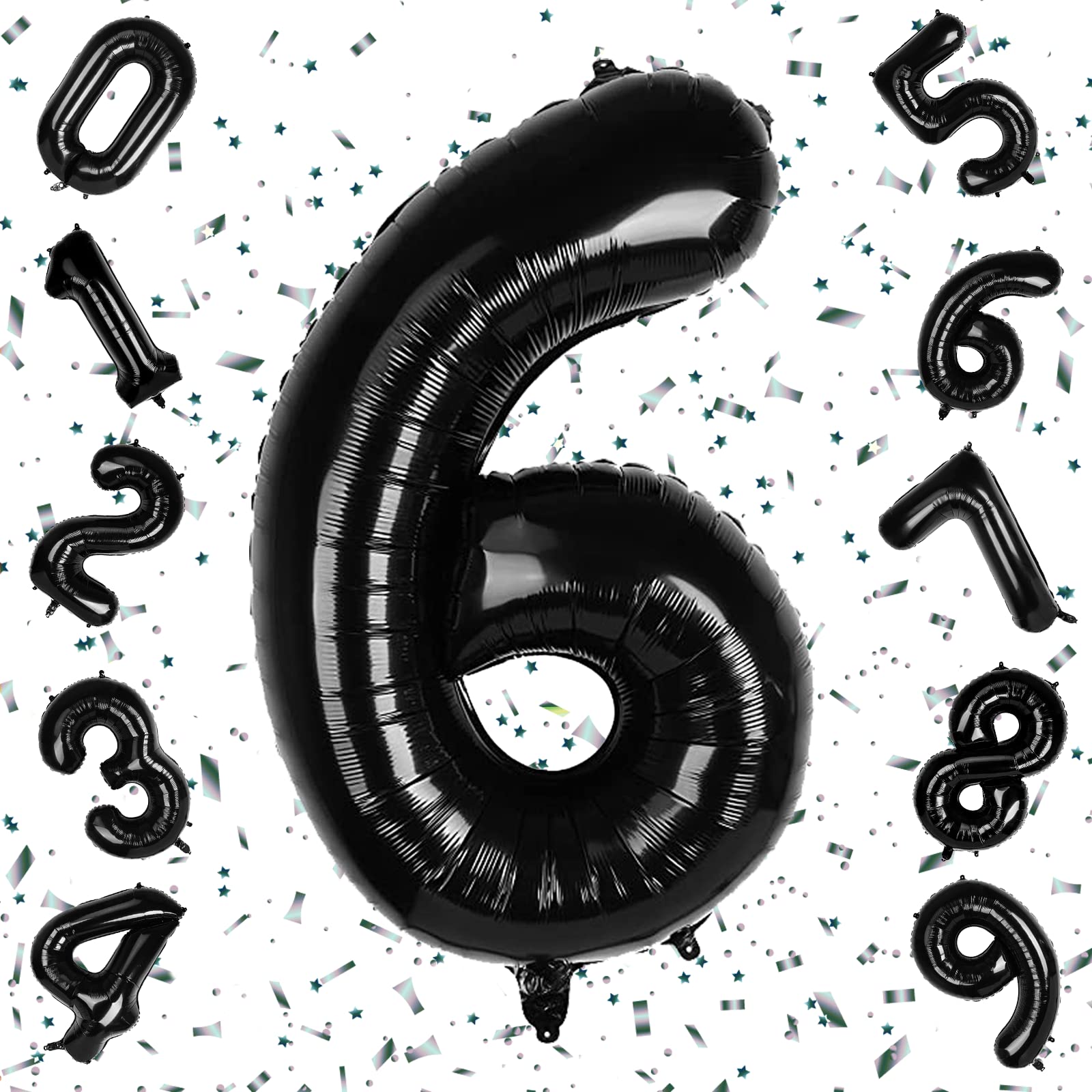【送料無料】Exgox 数字バルーン ブラック アルミ風船 誕生日 40インチ ナンバー6 ハッピー ...