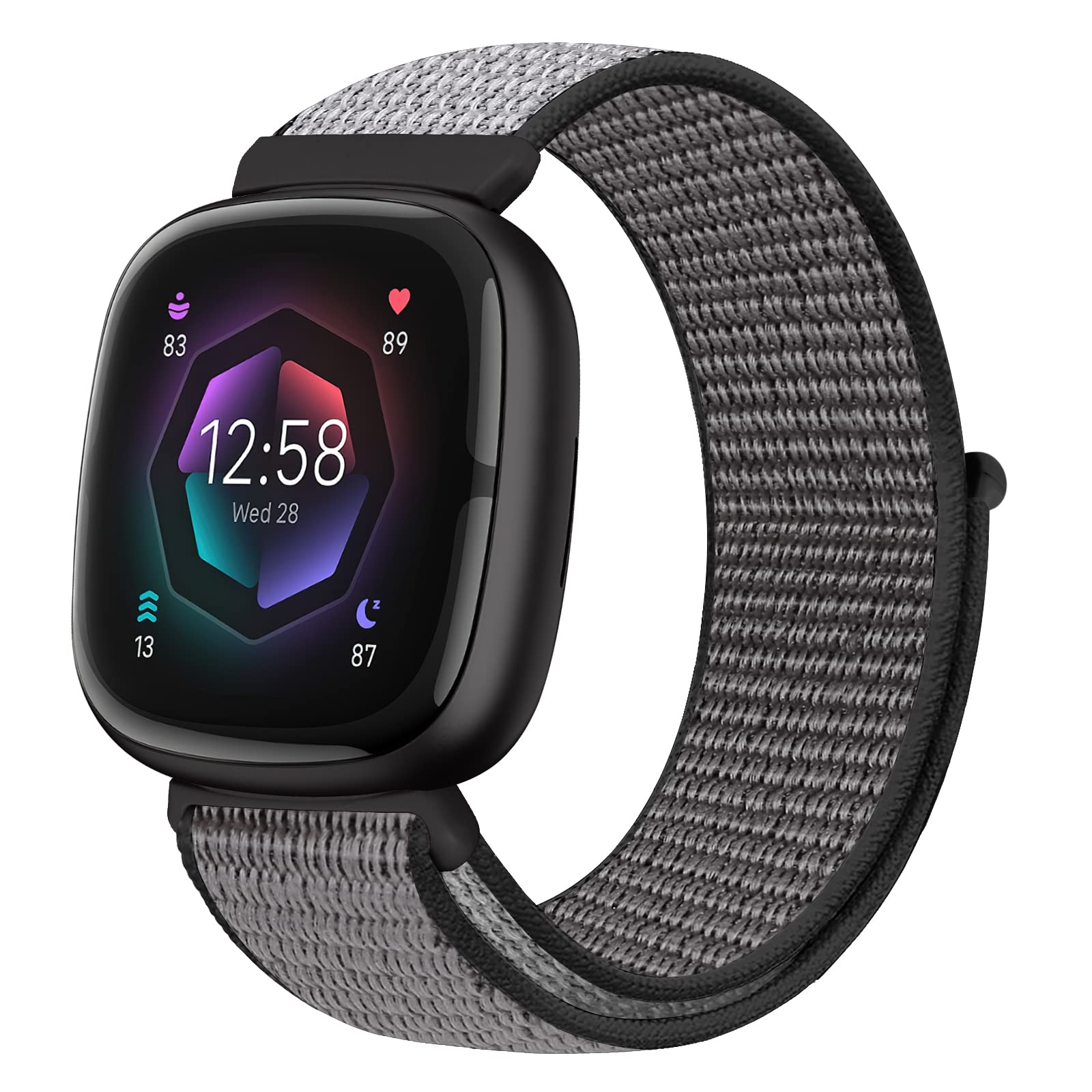 【送料無料】[Huamanlou] コンパチブル Fitbit versa 4/Fitbit versa 3/Fitbit Sense 2 Fitbit Sense バンド、ナイロンスポーツバンドブレスレット通気性調節可能な軽量交換ストラップリストバンドアクセサリ