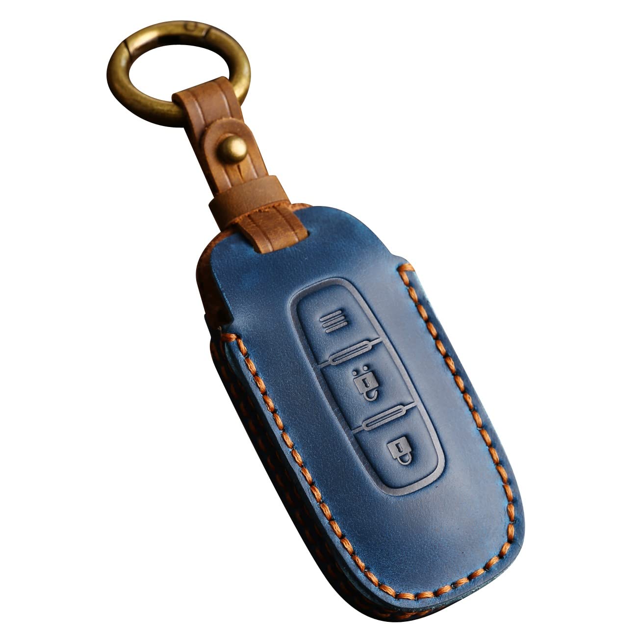 【送料無料】[YANMW] サクラキーケース適合日産アリア 新型 エクストレイルスマートキーケースキーカバー 本革(ブルー)