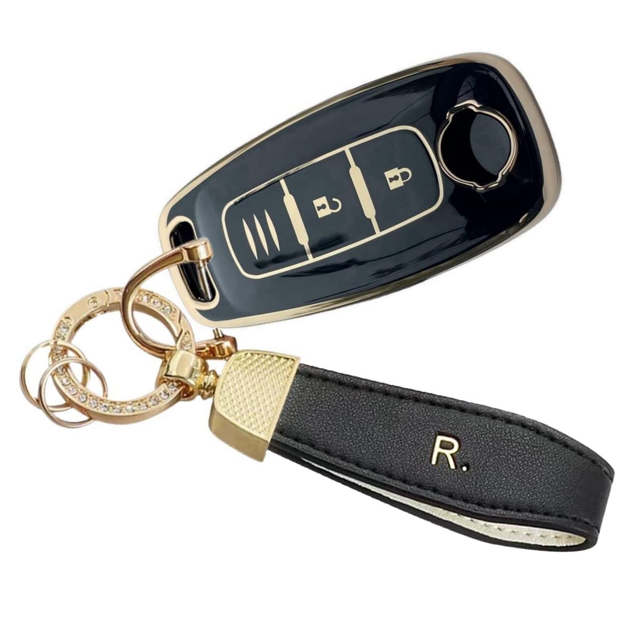 【送料無料】[YANMW] 新型 エクストレイル キーケースサクラキーカバー 適合日産アリアスマートキーケース(ブラック)