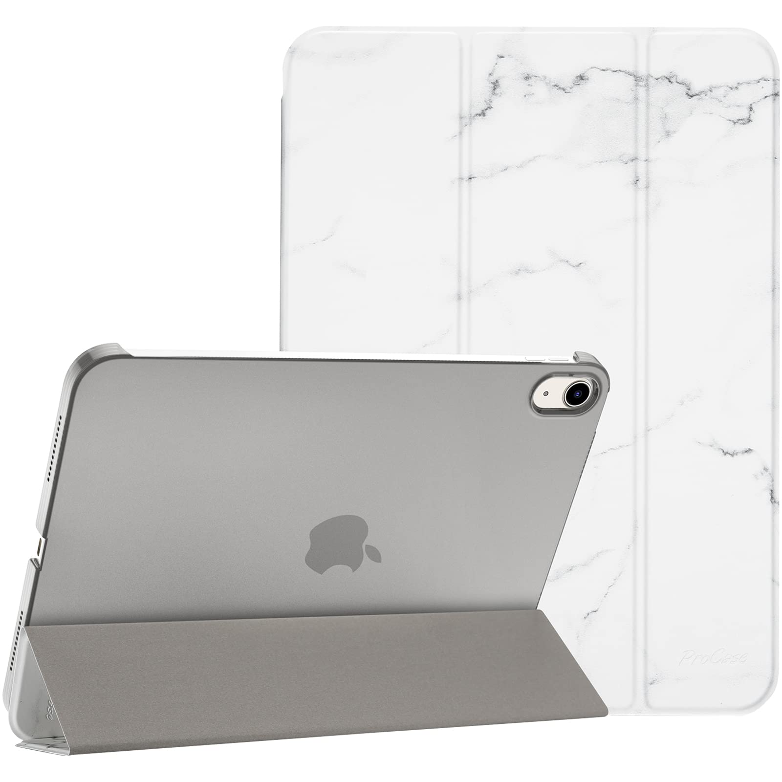 【送料無料】ProCase iPad 11世代/10世代 ケース iPad（A16）11インチ 2025/10.9インチ 2022通用 軽量 耐衝撃 三つ折り スタンド スマートカバー（大理石）